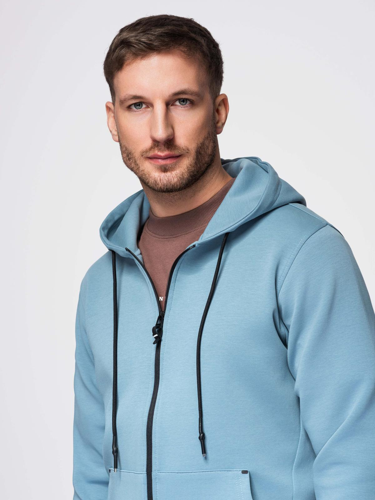 Ombre Unzipped hoodie sweatshirt in streetwear style - light blue