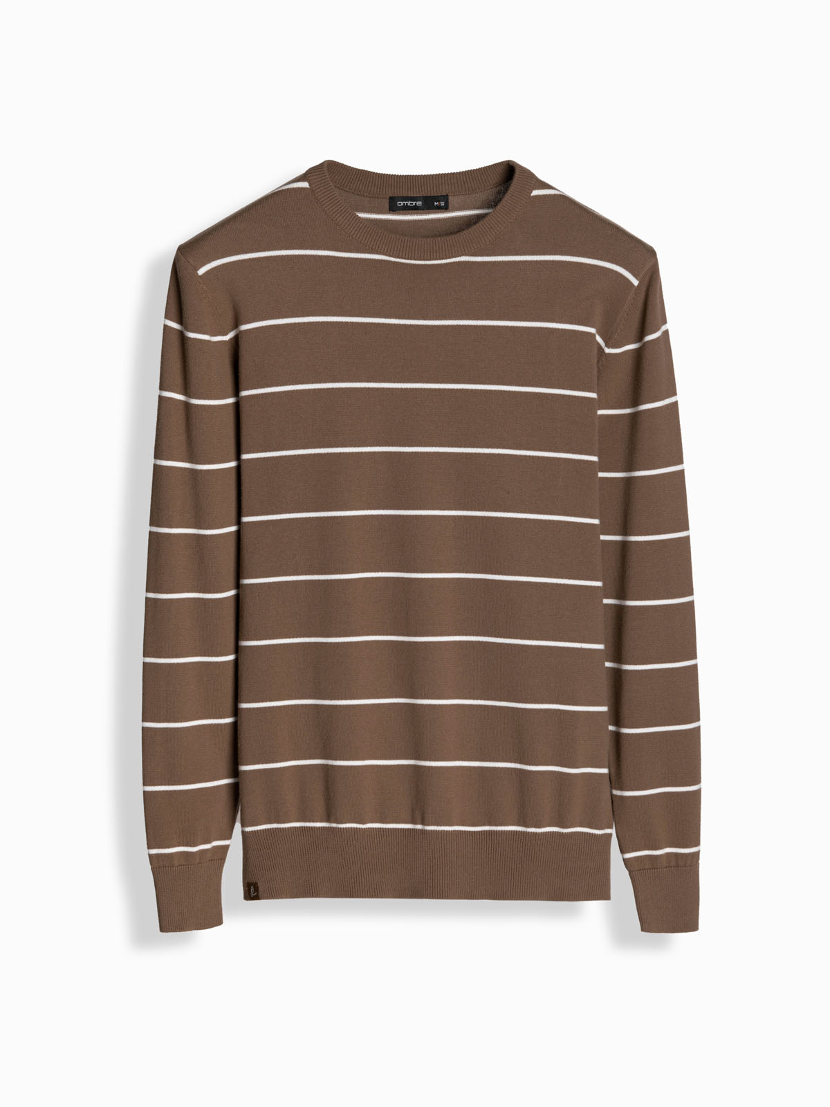 Ombre Men&#039;s casual sweater with horizontal stripes - brown