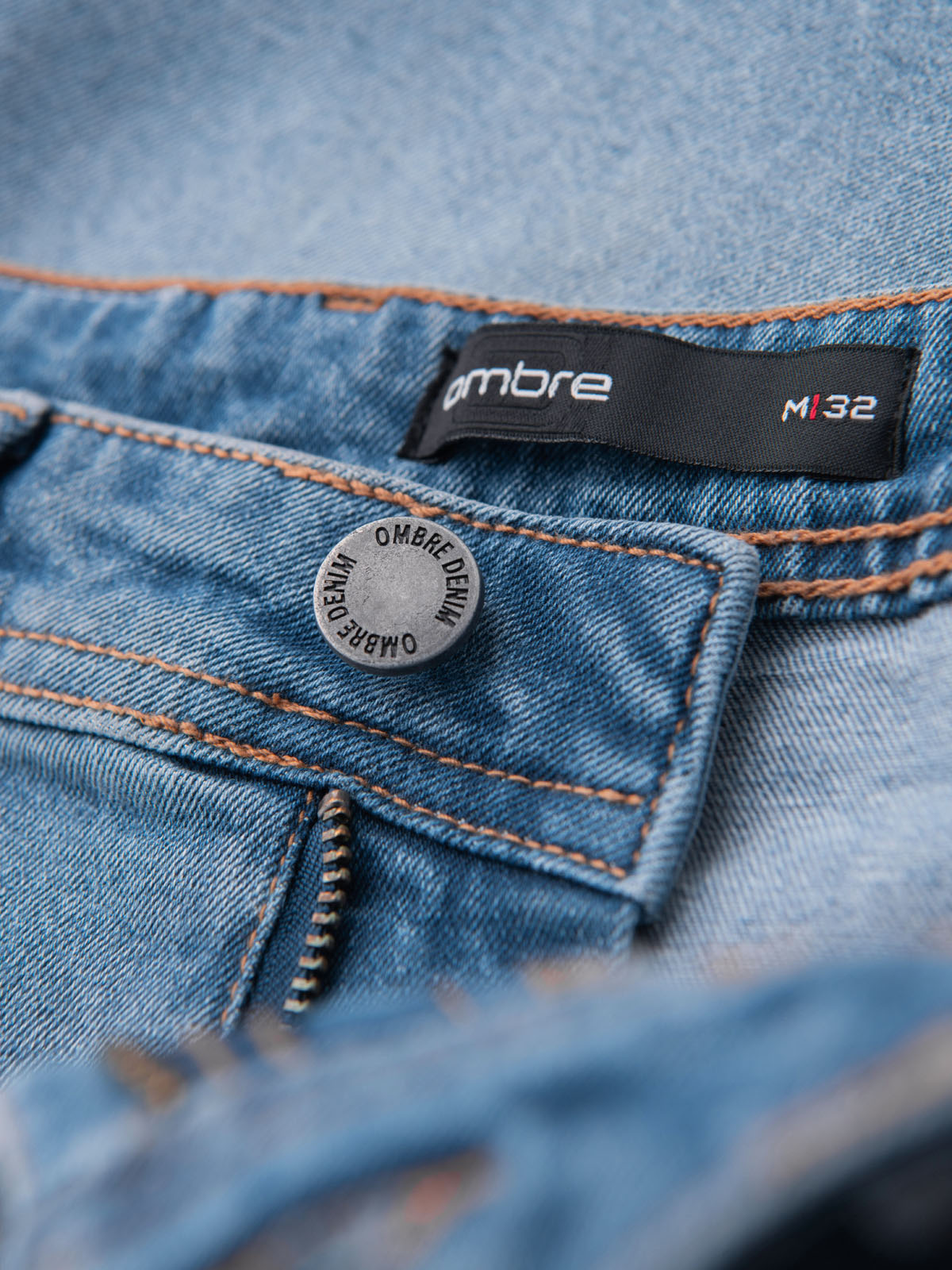 Ombre Denim men's shorts with a classic cut - light blue