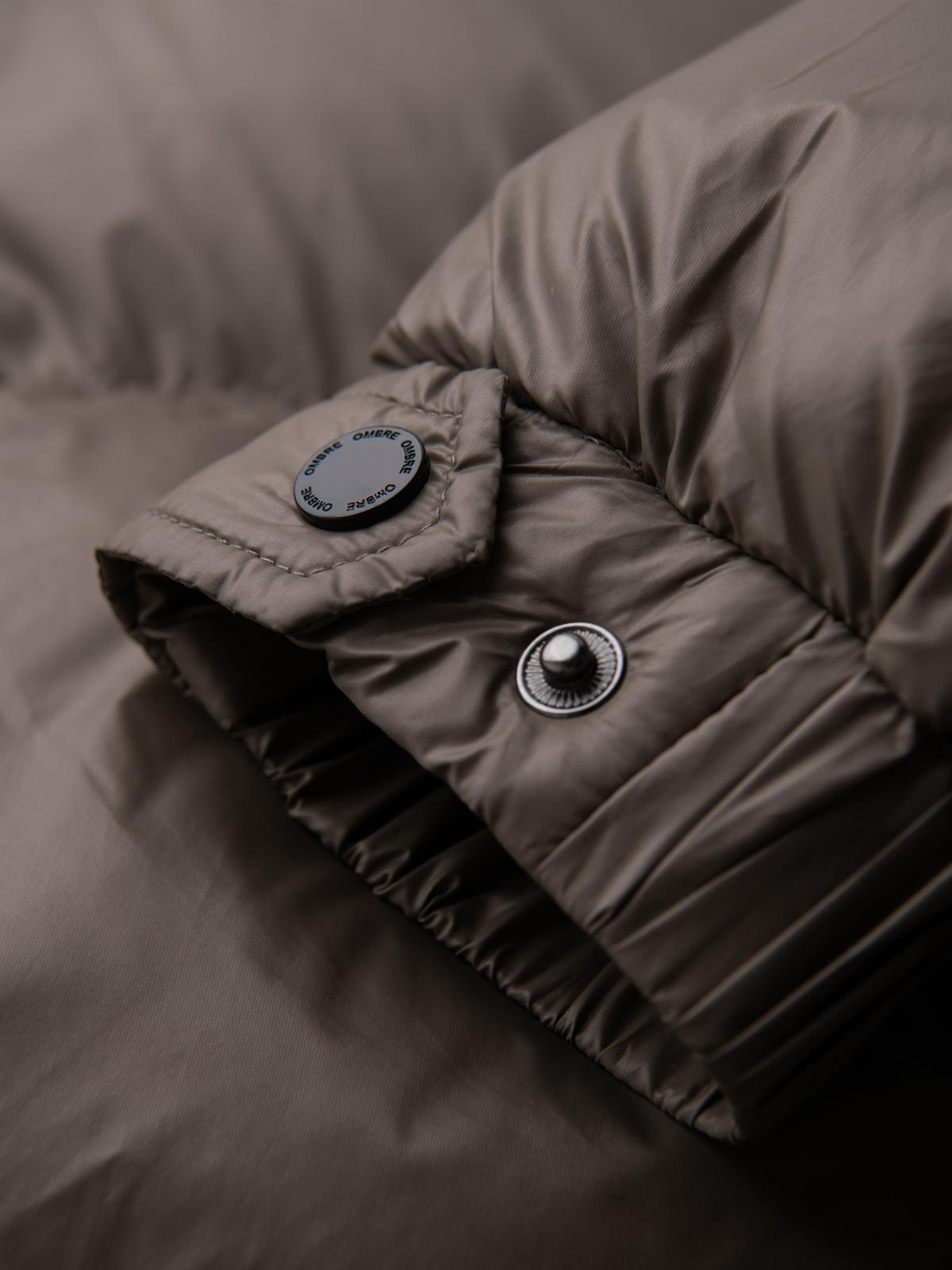 Ombre Warm men's puffer jacket with welts - dark beige