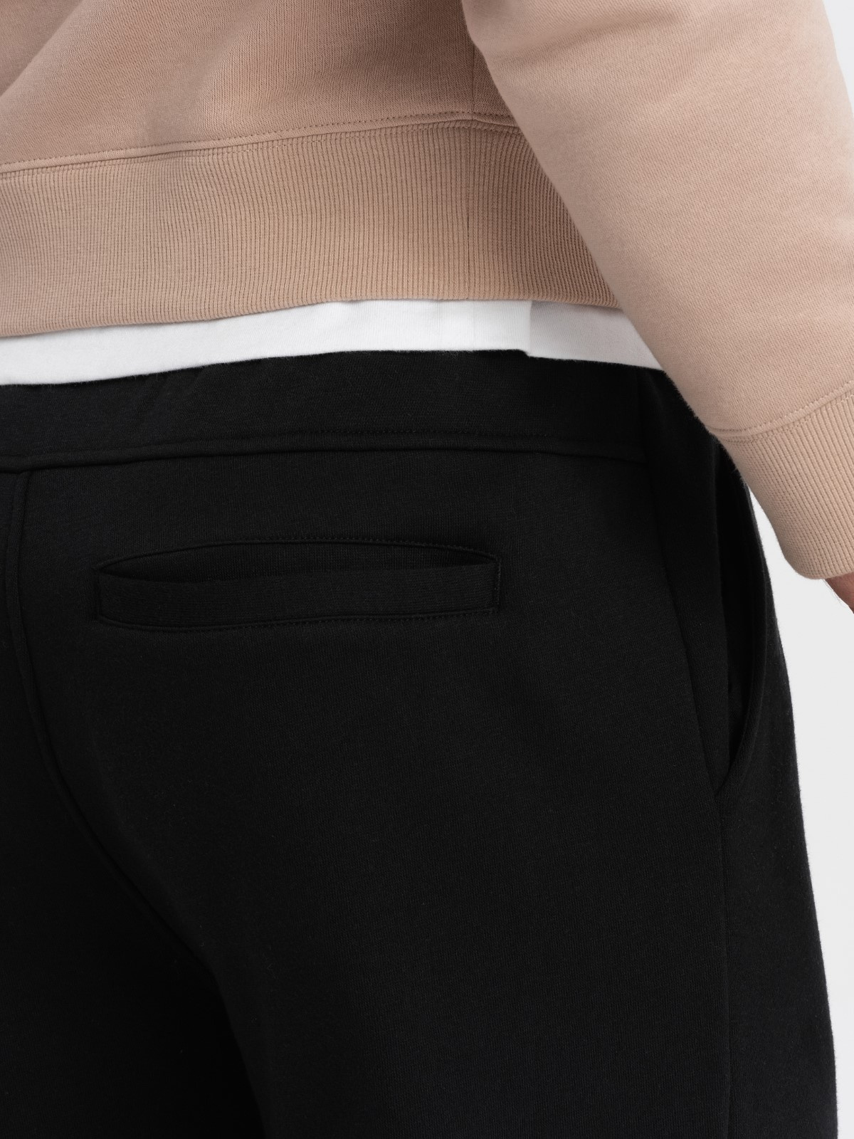 Ombre Men&#039;s sweatpants with stitching and zipper on leg - black