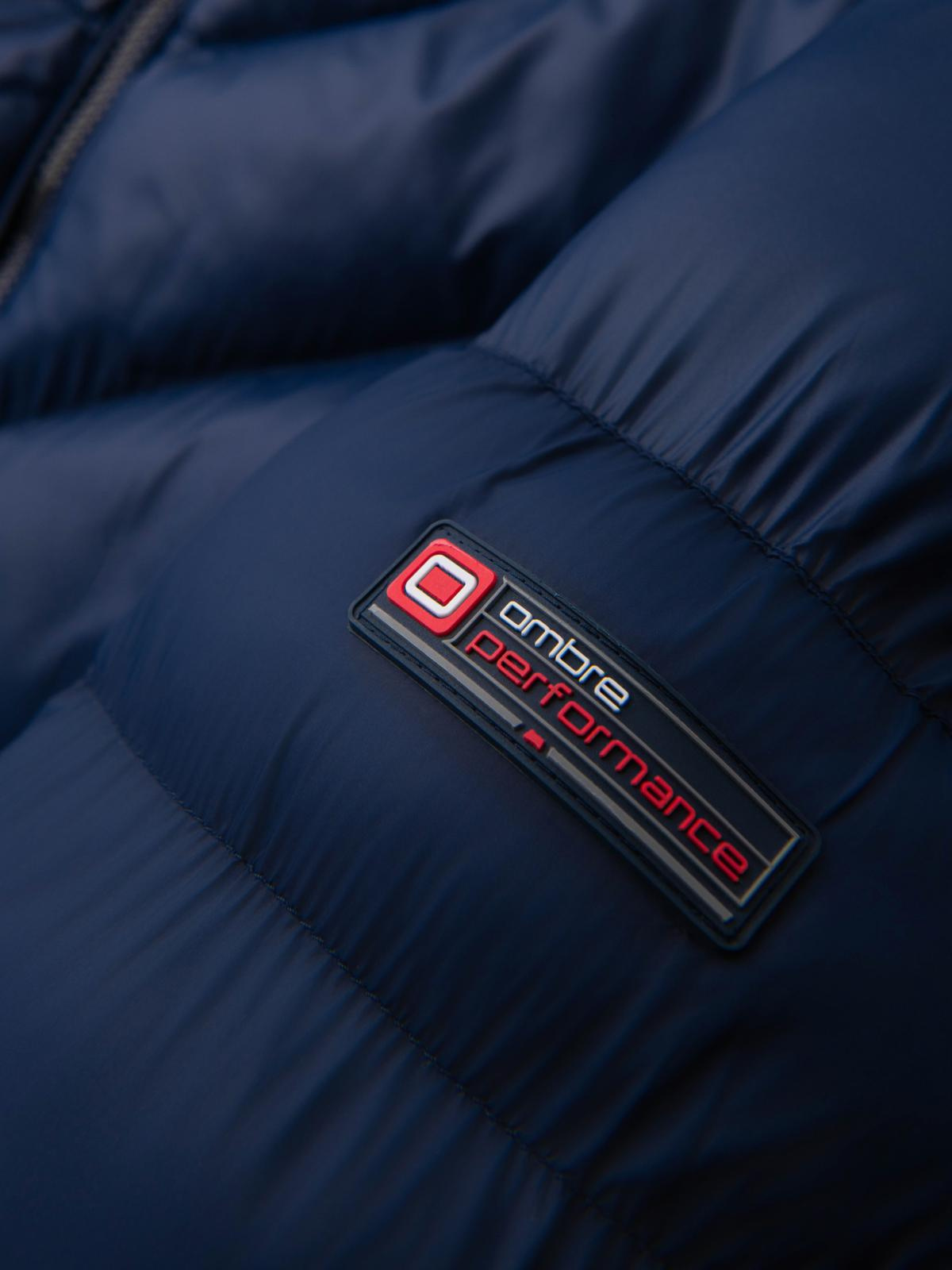 Ombre Modern men&#039;s quilted jacket of combined materials - navy blue