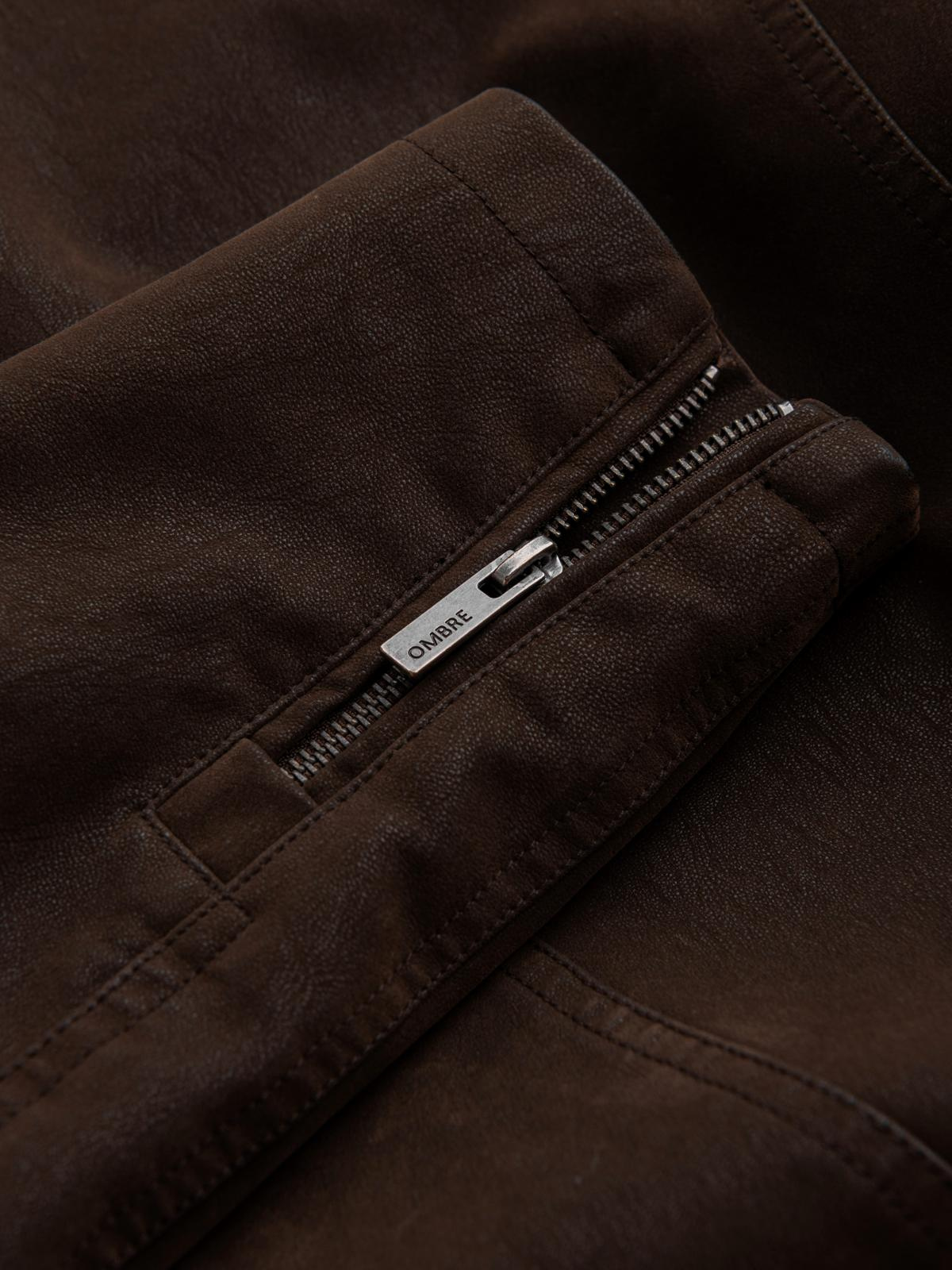 Ombre Men&#039;s stylish eco leather biker jacket with collar