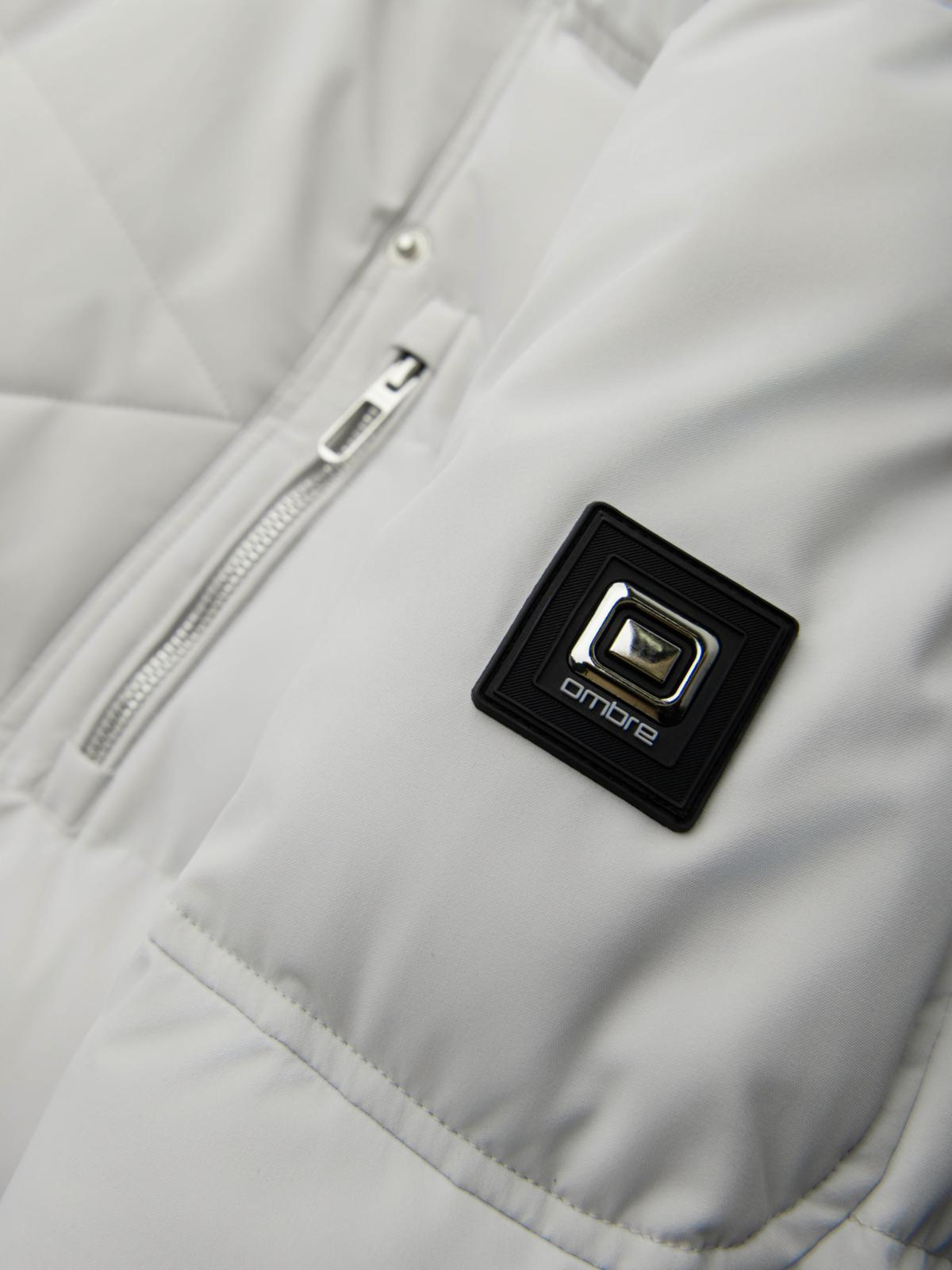 Ombre Men&#039;s quilted jacket with hooded ramonesque cut - light grey