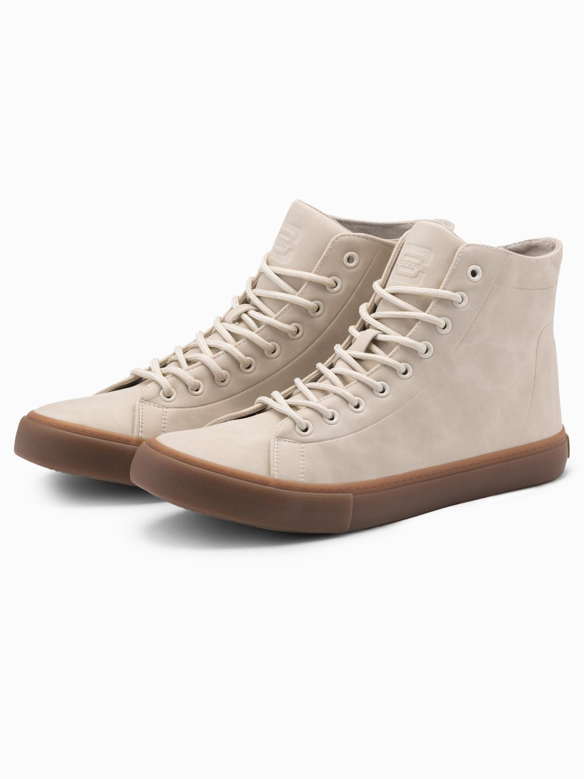 Ombre Men&#039;s ankle sneakers with rubber sole - cream