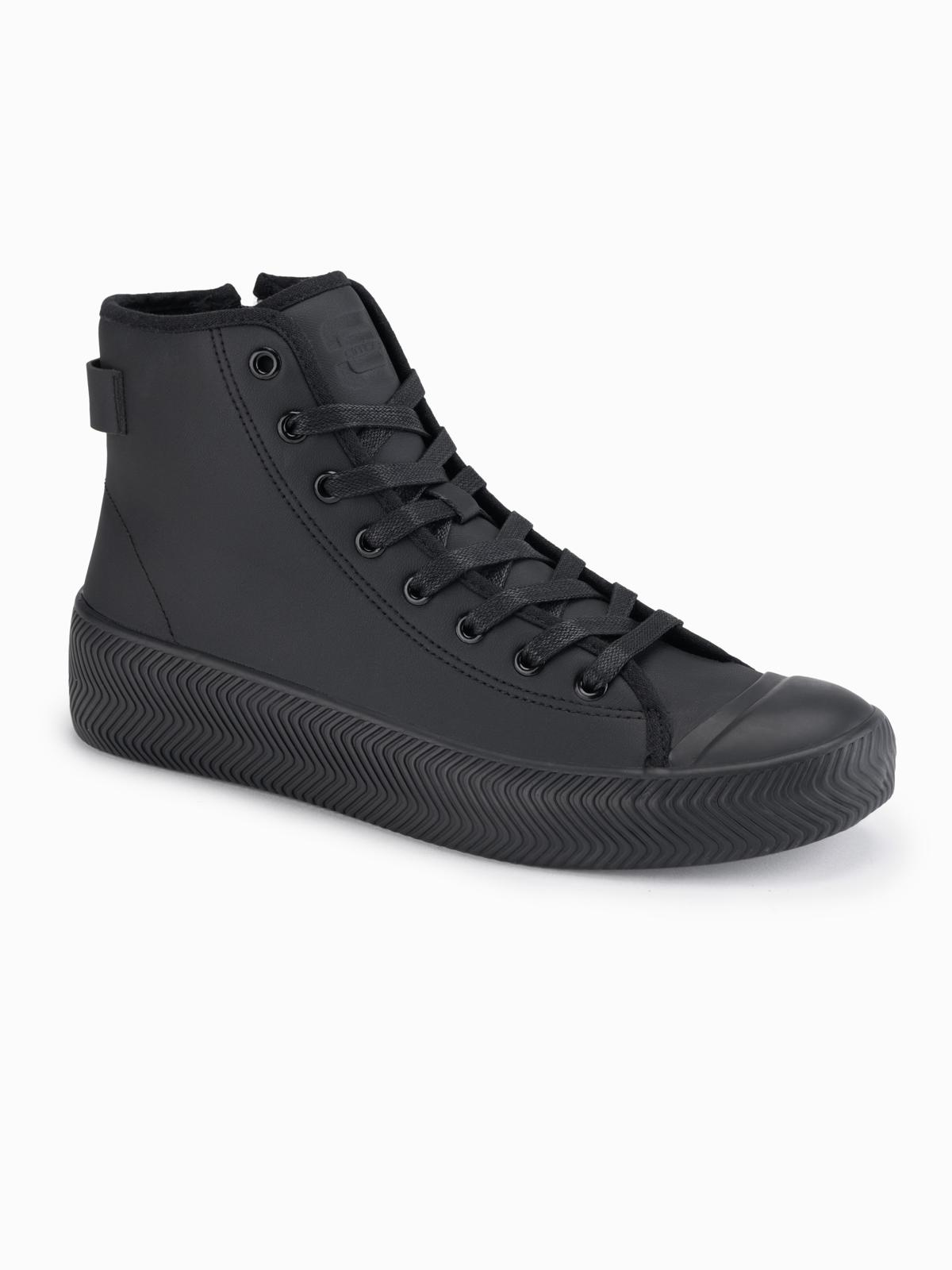 Ombre Men's high top sneakers with zipper for easy donning - black