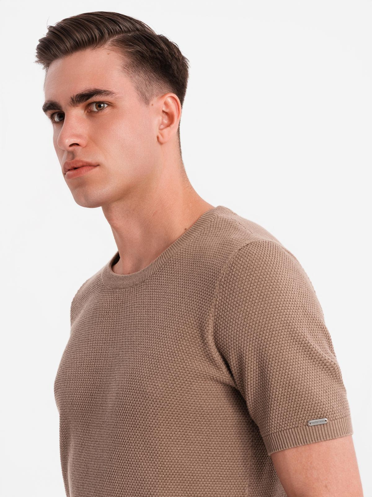 Ombre Men's fine-textured knit shirt - light brown