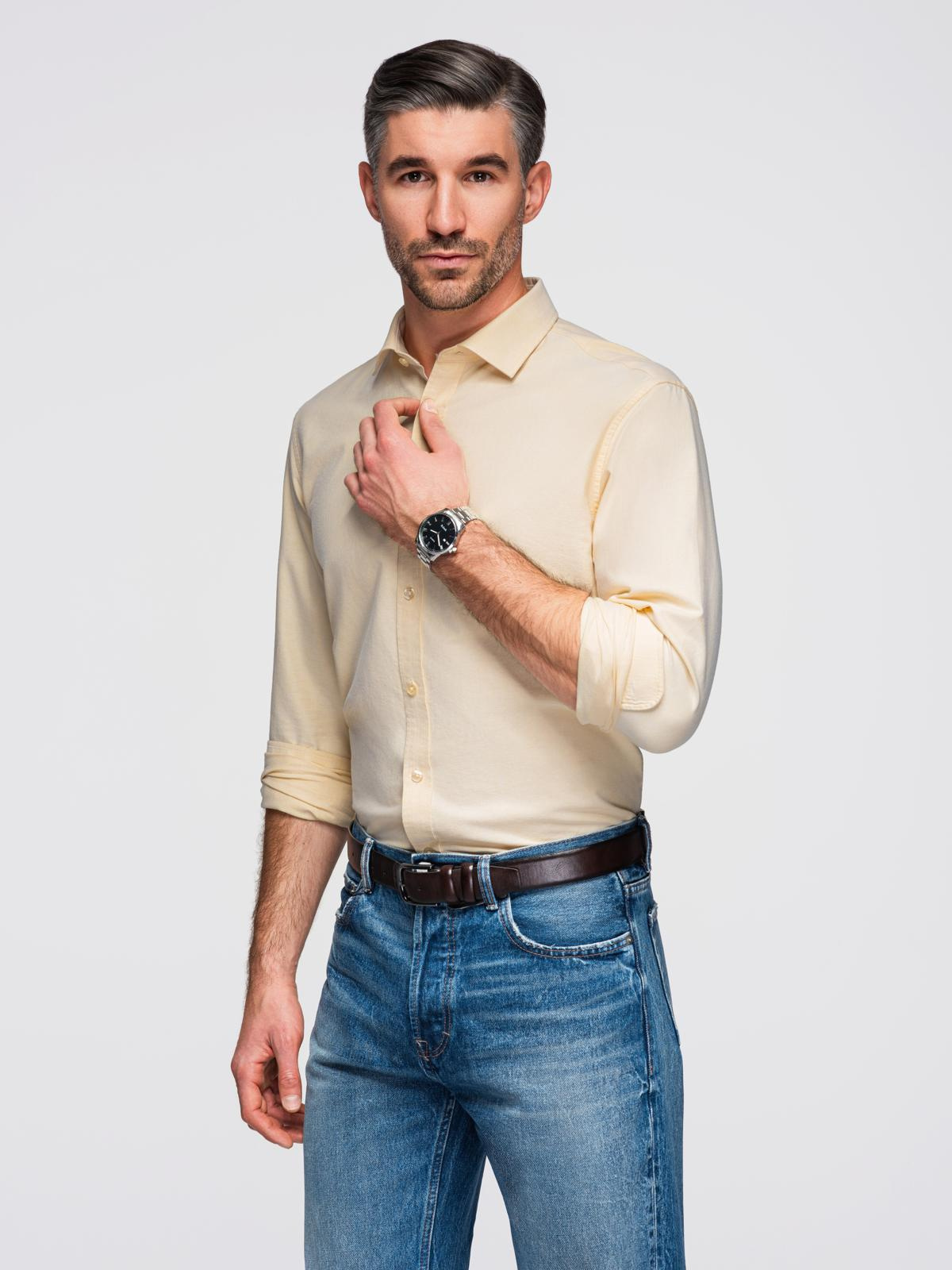 Ombre Pastel cotton men&#039;s oxford shirt - bright yellow