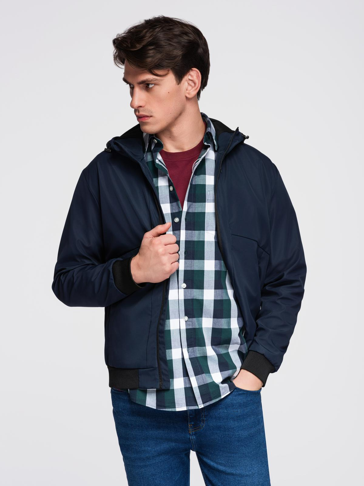 Ombre Men&#039;s lightweight jacket with hood and mesh lining