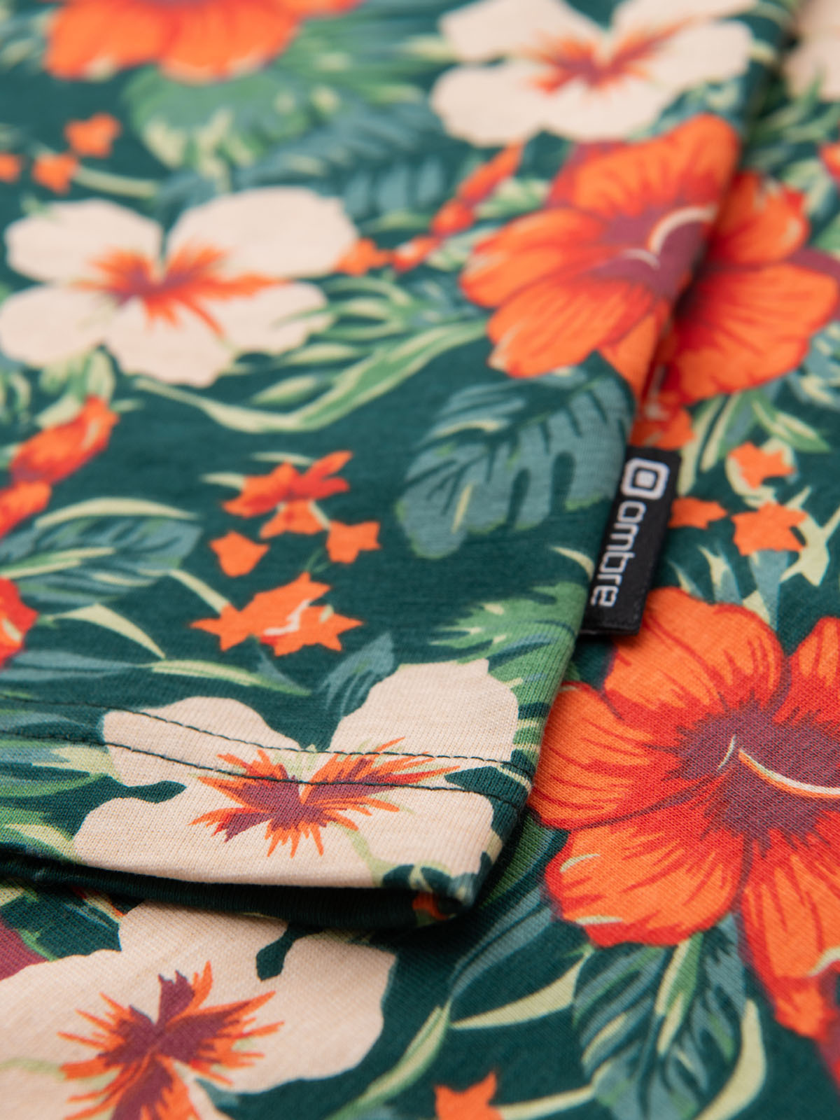 Ombre Men's full print floral pattern cotton t-shirt - black