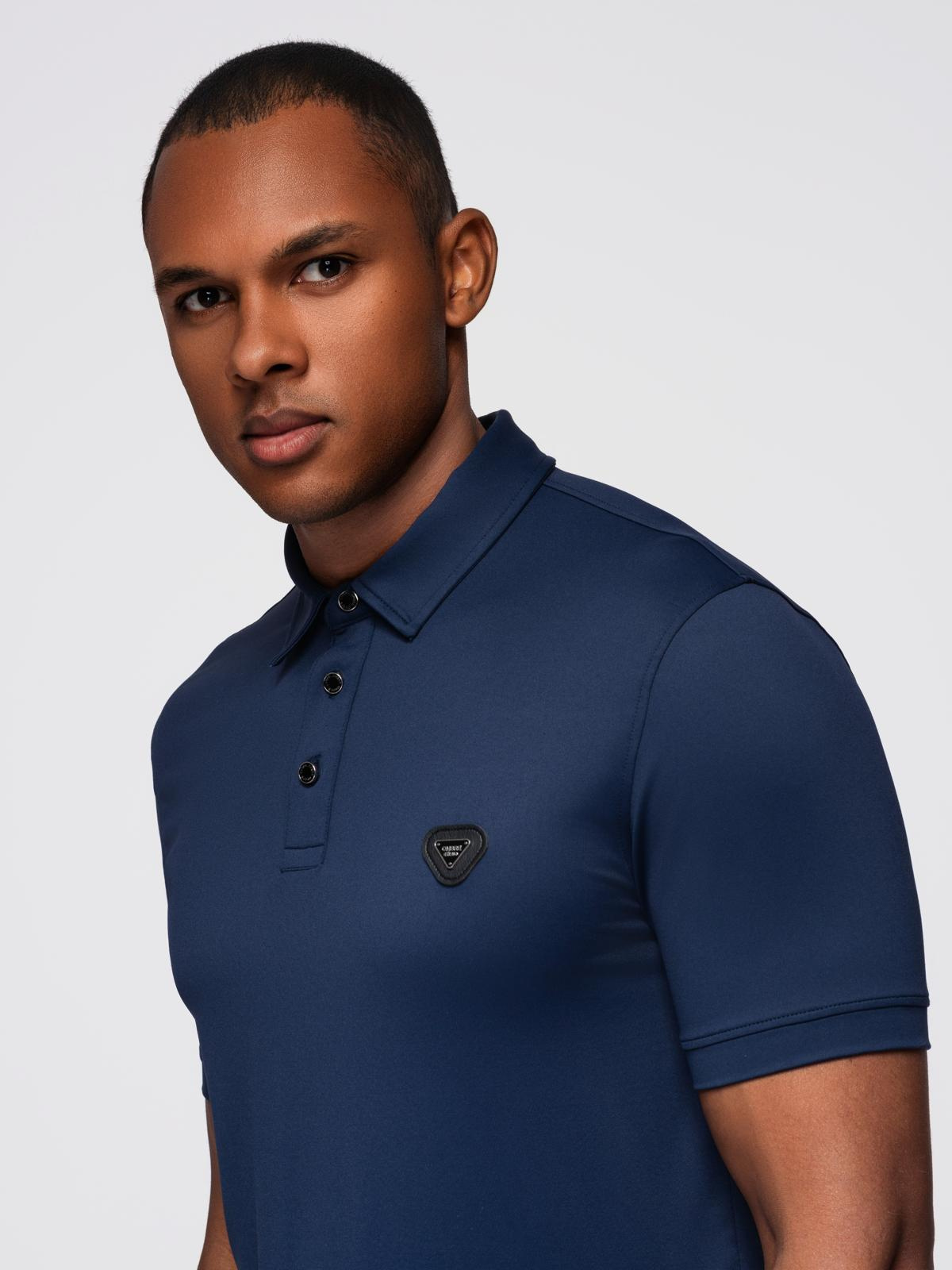 Ombre Stylish men's stretch fabric polo shirt - navy blue