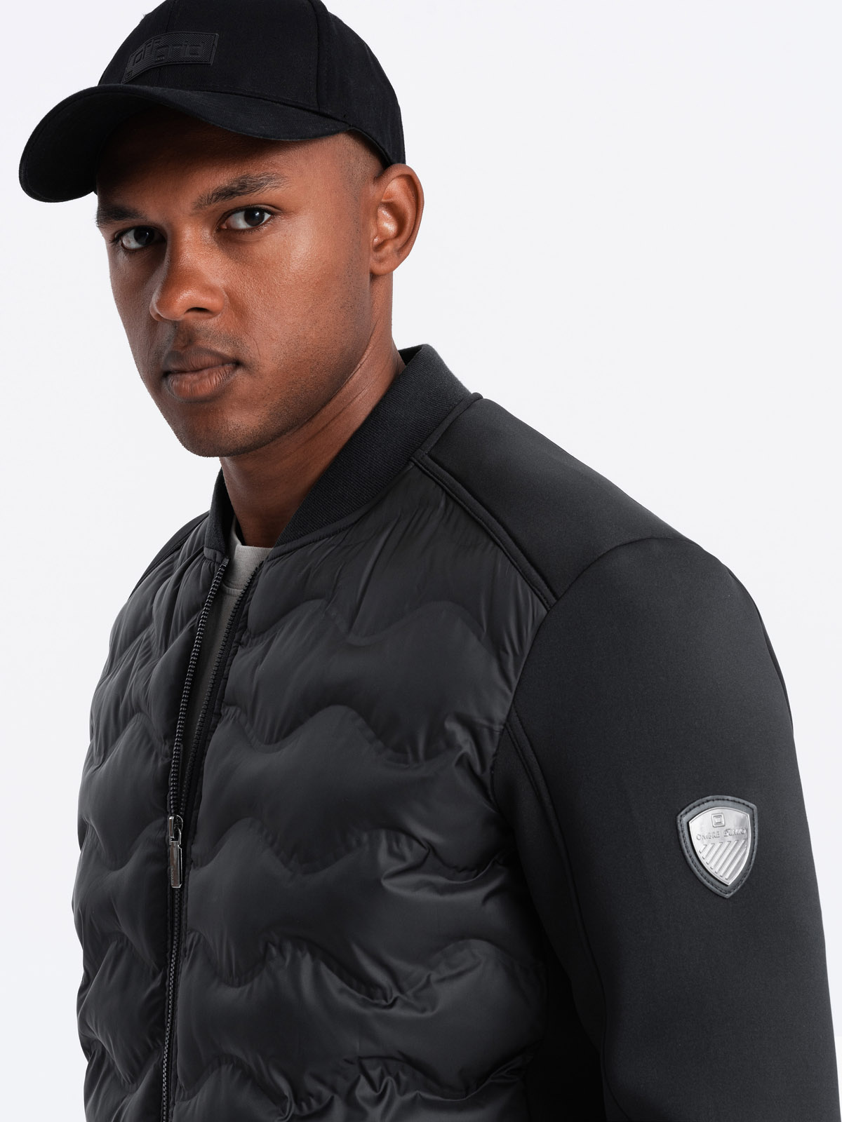 Ombre Men&#039;s quilted bomber jacket - black