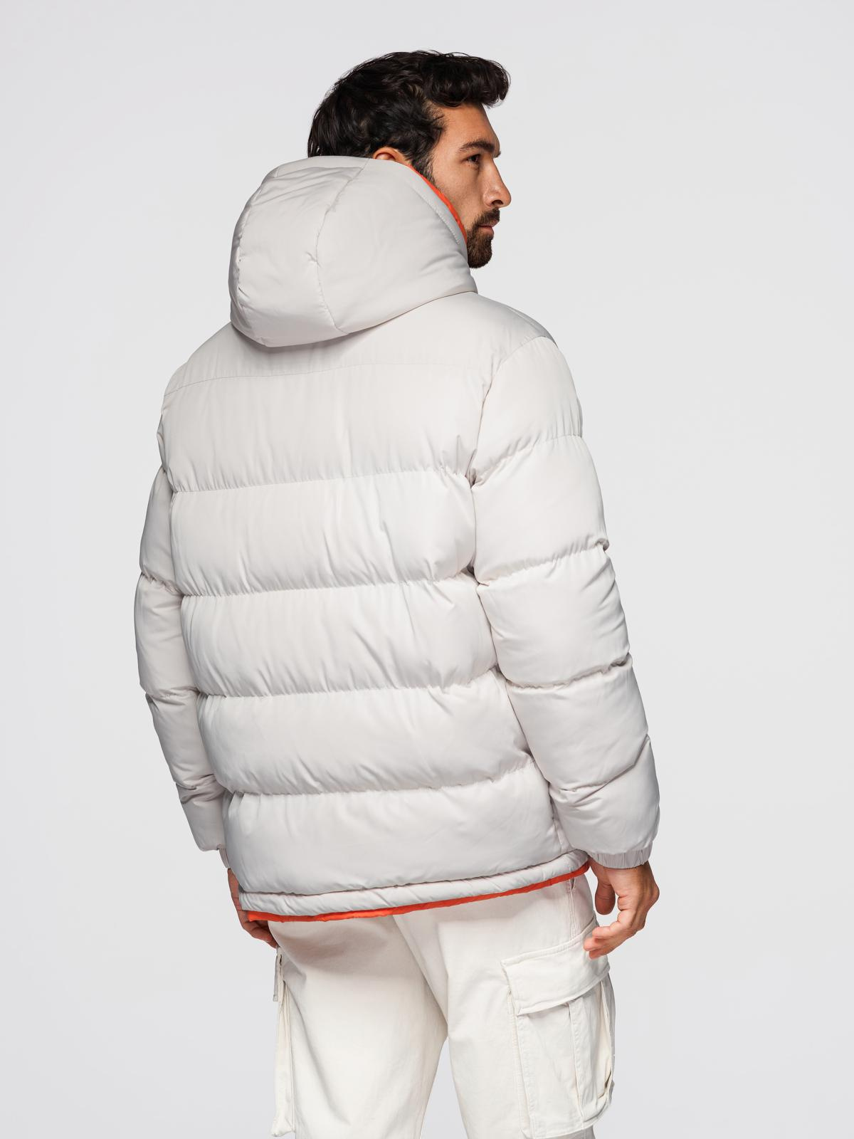 Ombre Men's sports warm jacket with double hood - ash