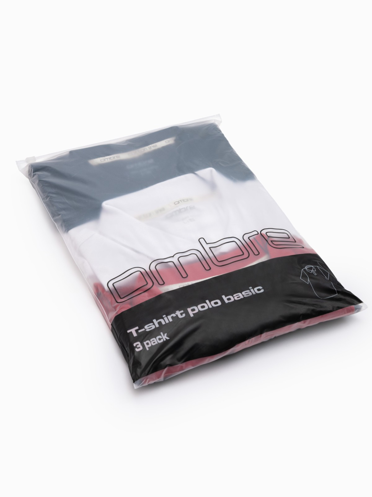 Ombre BASIC men's cotton polo t-shirt set - navy blue/white/red
