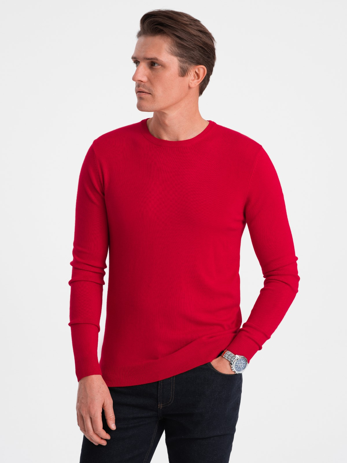Ombre Classic men's sweater with round neckline - red