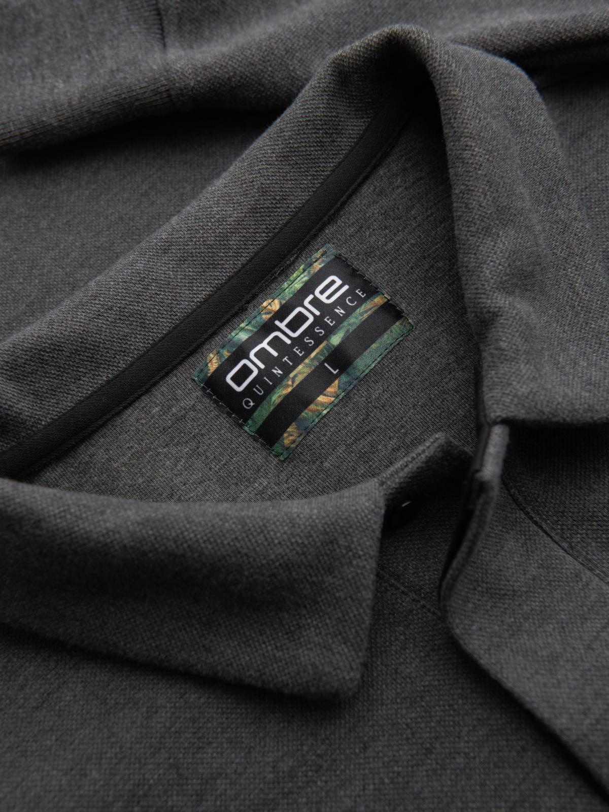 Ombre Men&#039;s structured knit polo collar sweatshirt - graphite melange