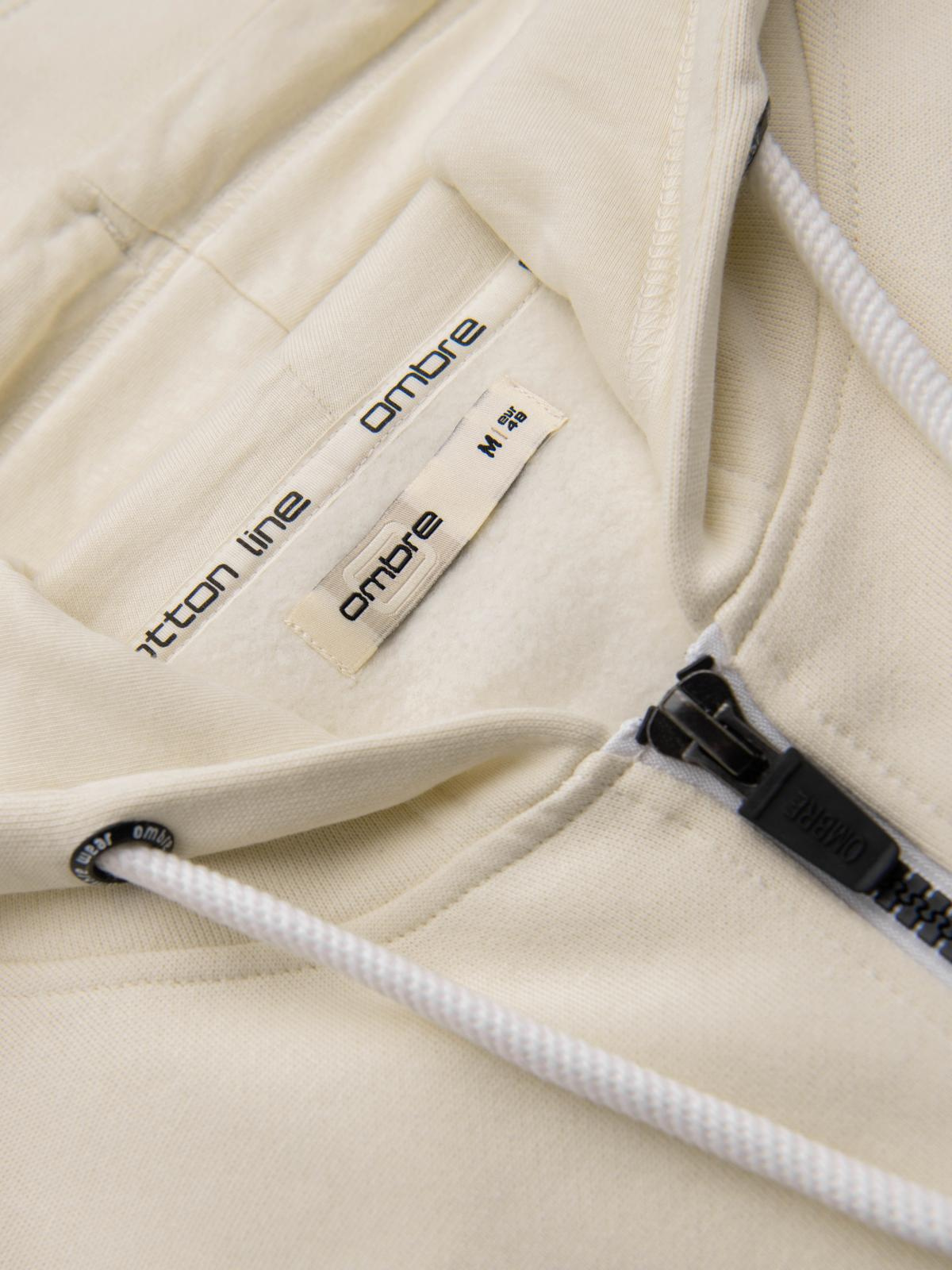 Ombre Men&#039;s BASIC unbuttoned hooded sweatshirt - cream