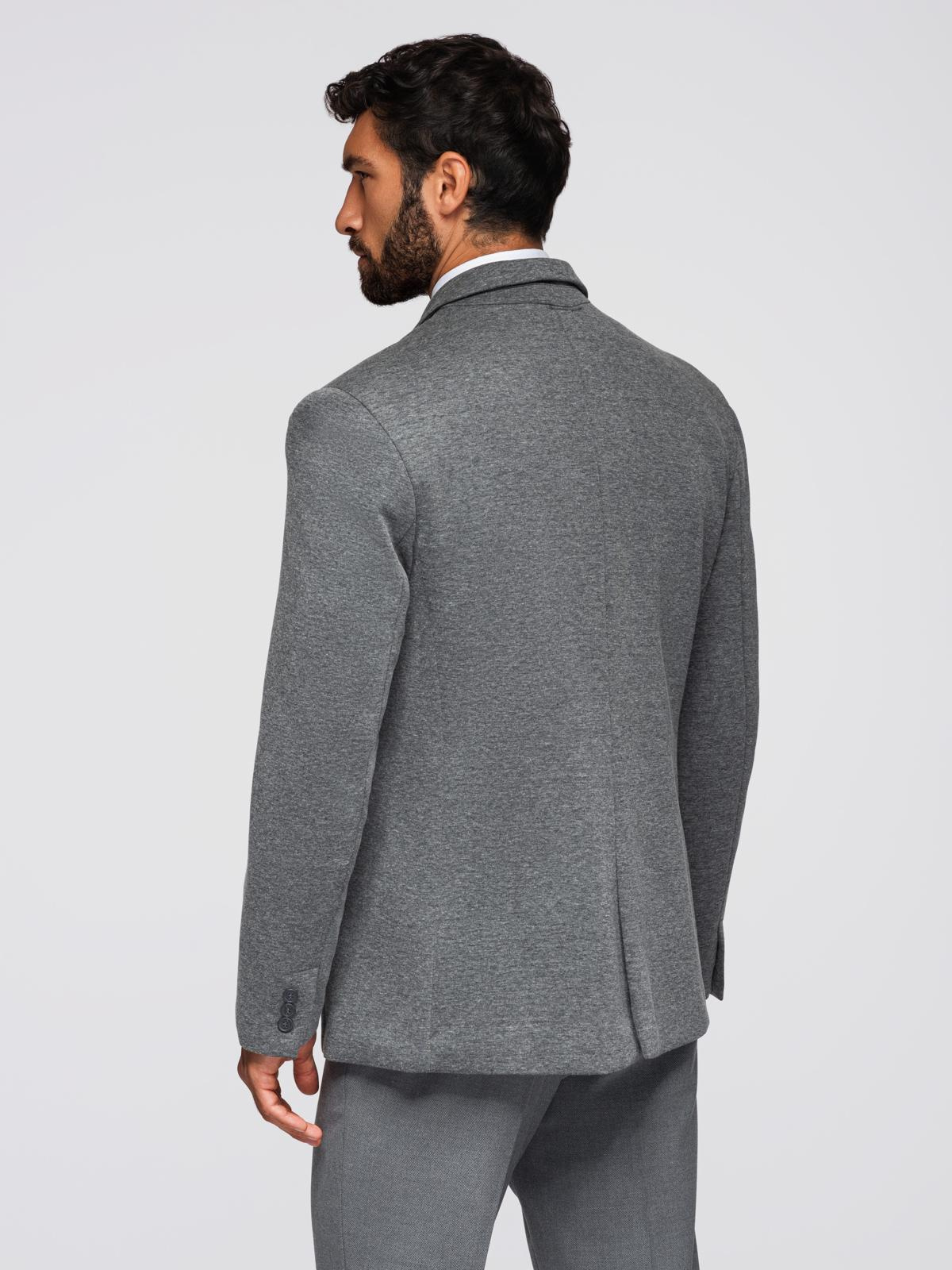 Ombre Men's knitted jacket with a fitted cut - graphite