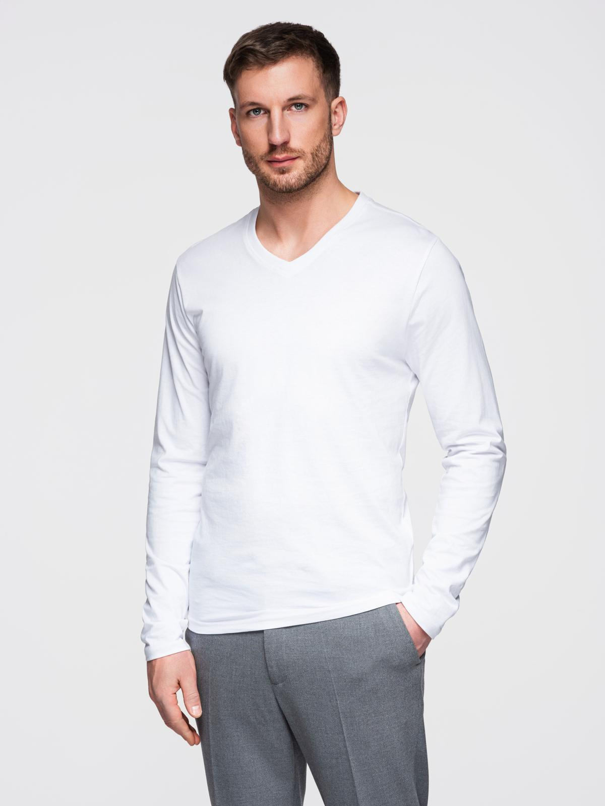Ombre Men's unprinted longsleeve with a crew neckline - white