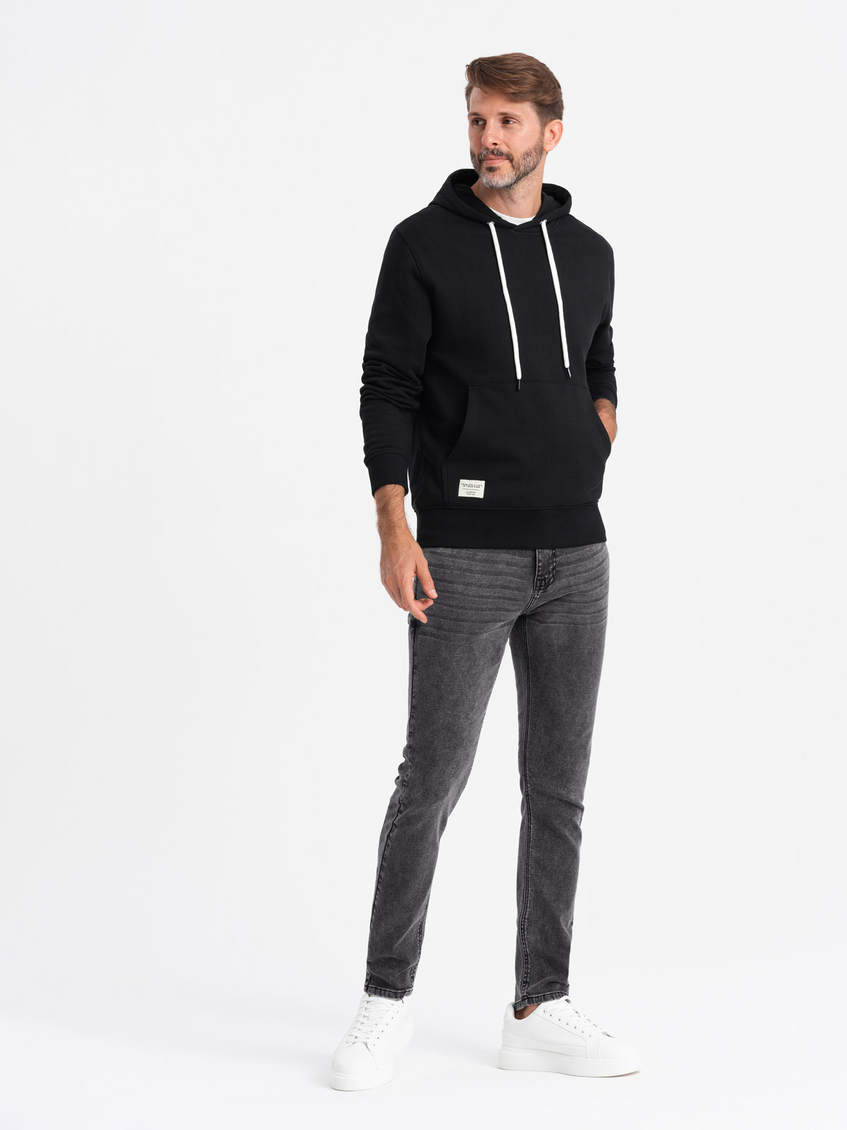 Ombre Men's tailored denim SLIM FIT pants with elastane - graphite