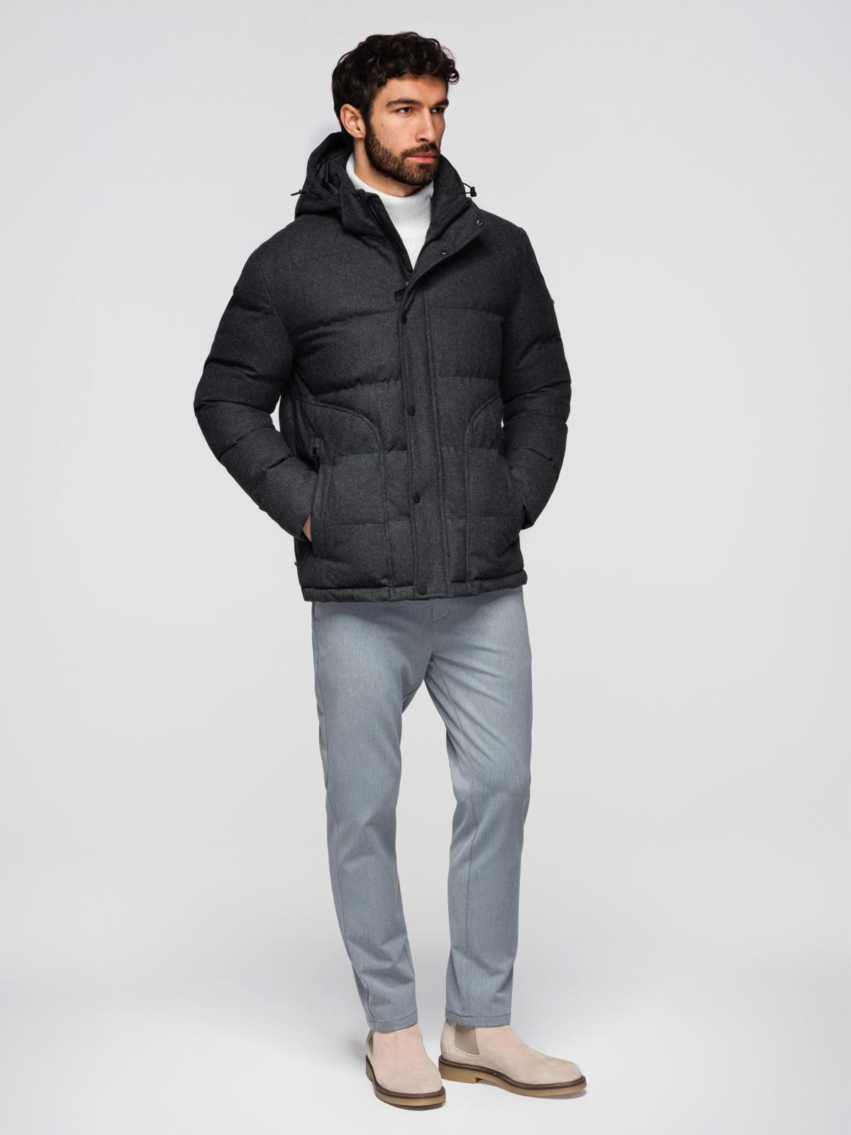 Ombre Men's lightweight jacket with mesh lining and hood - black