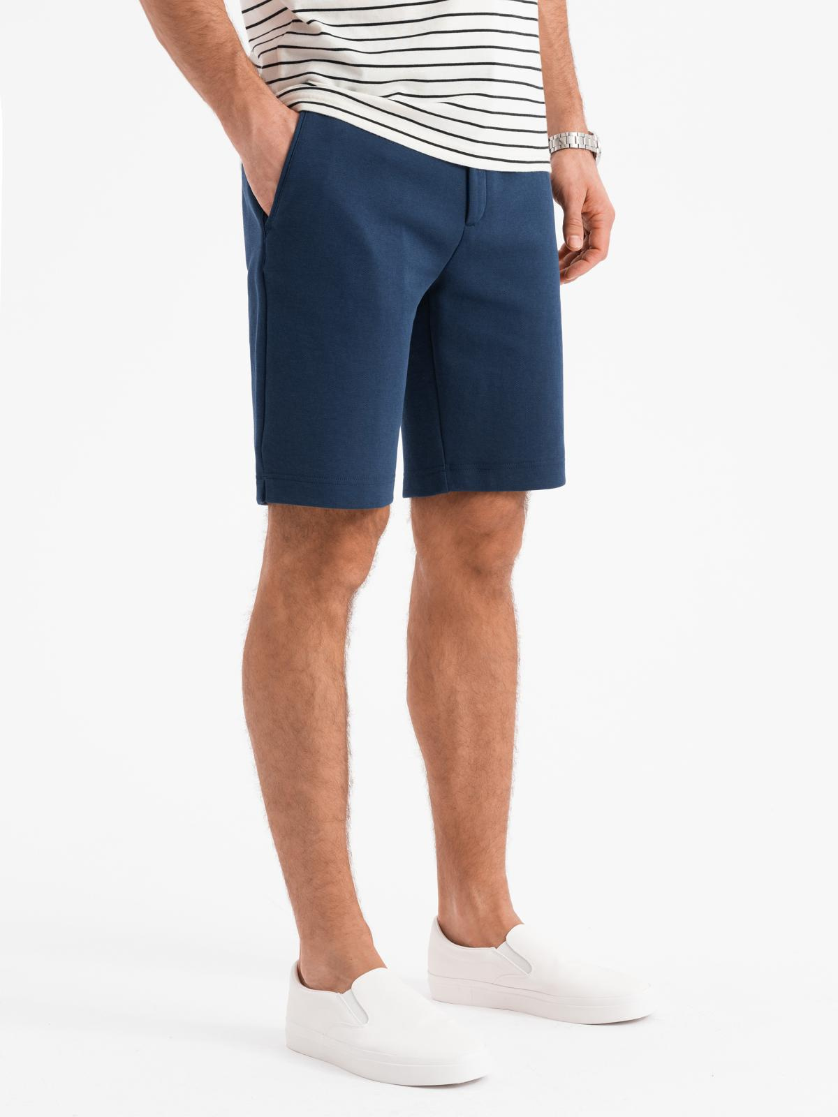Ombre Men&#039;s SLIM FIT shorts in structured knit fabric - navy blue