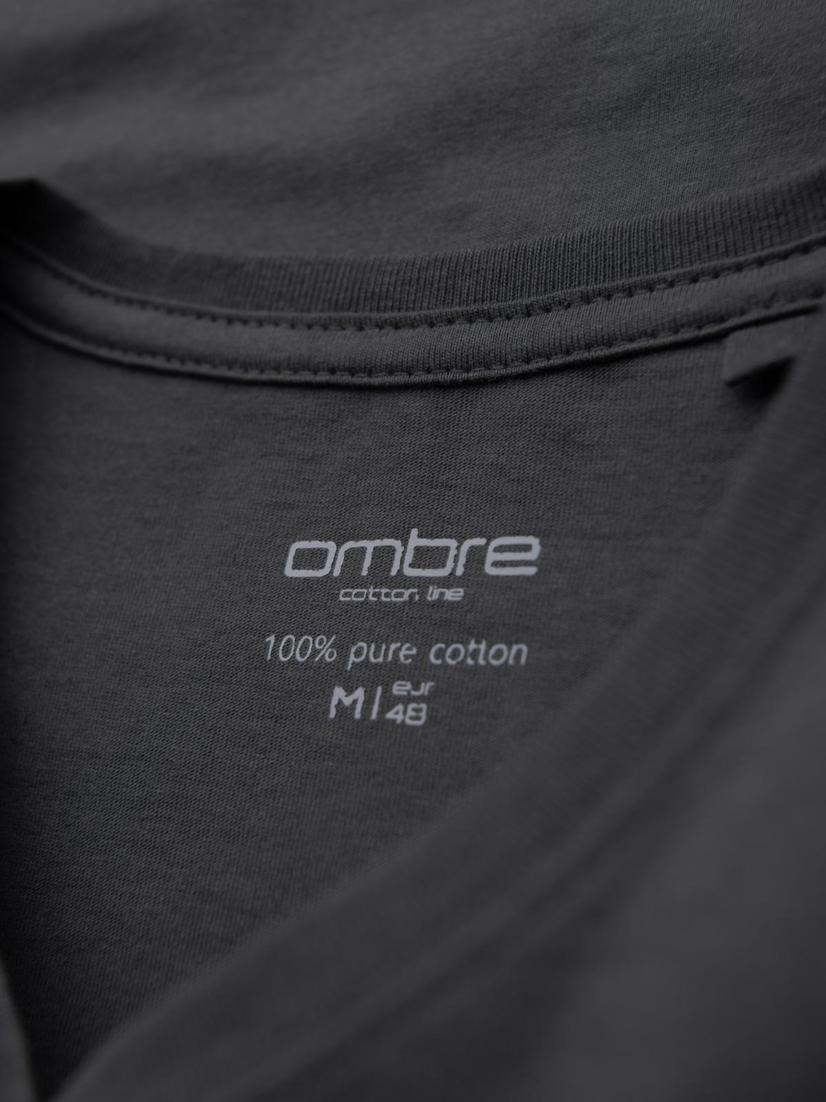 Ombre Men's BASIC classic cotton T-shirt with a serape neckline - graphite