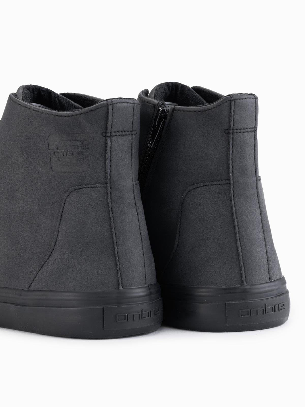 Ombre Men's high-top sneakers with matte texture and embossed logo - black