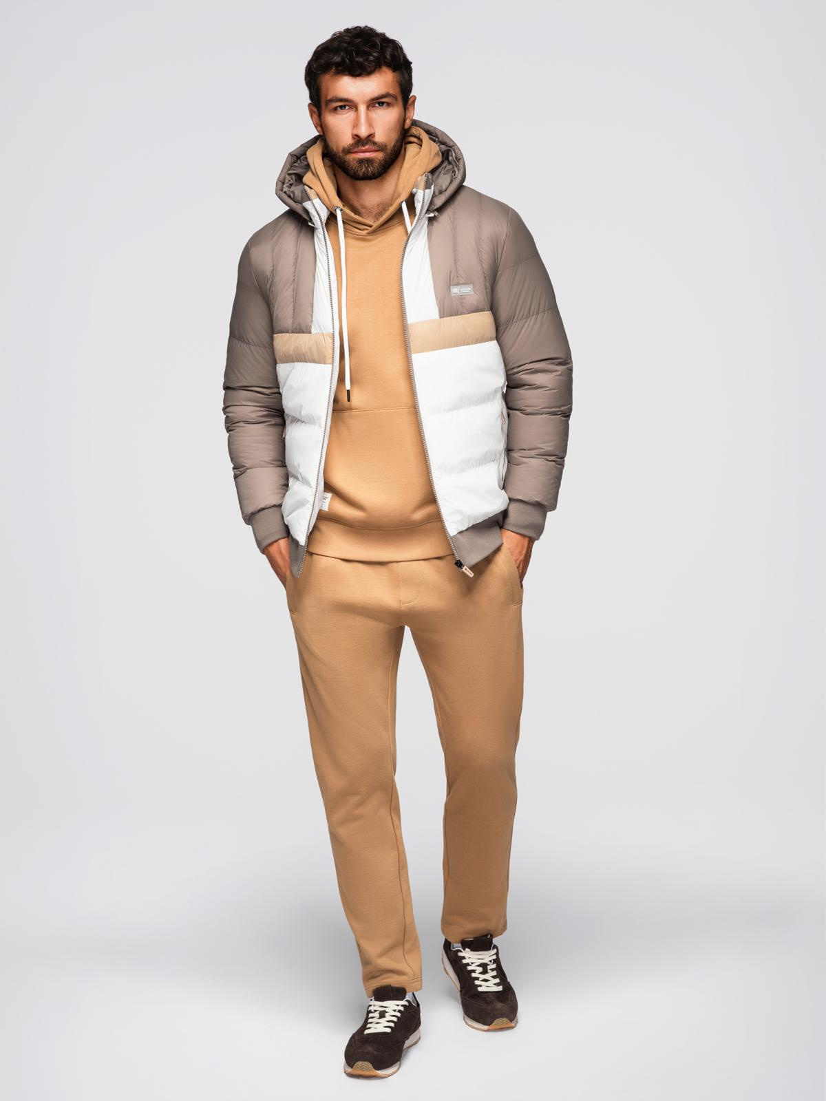 Ombre Colorful retro men&#039;s sports jacket - beige and white