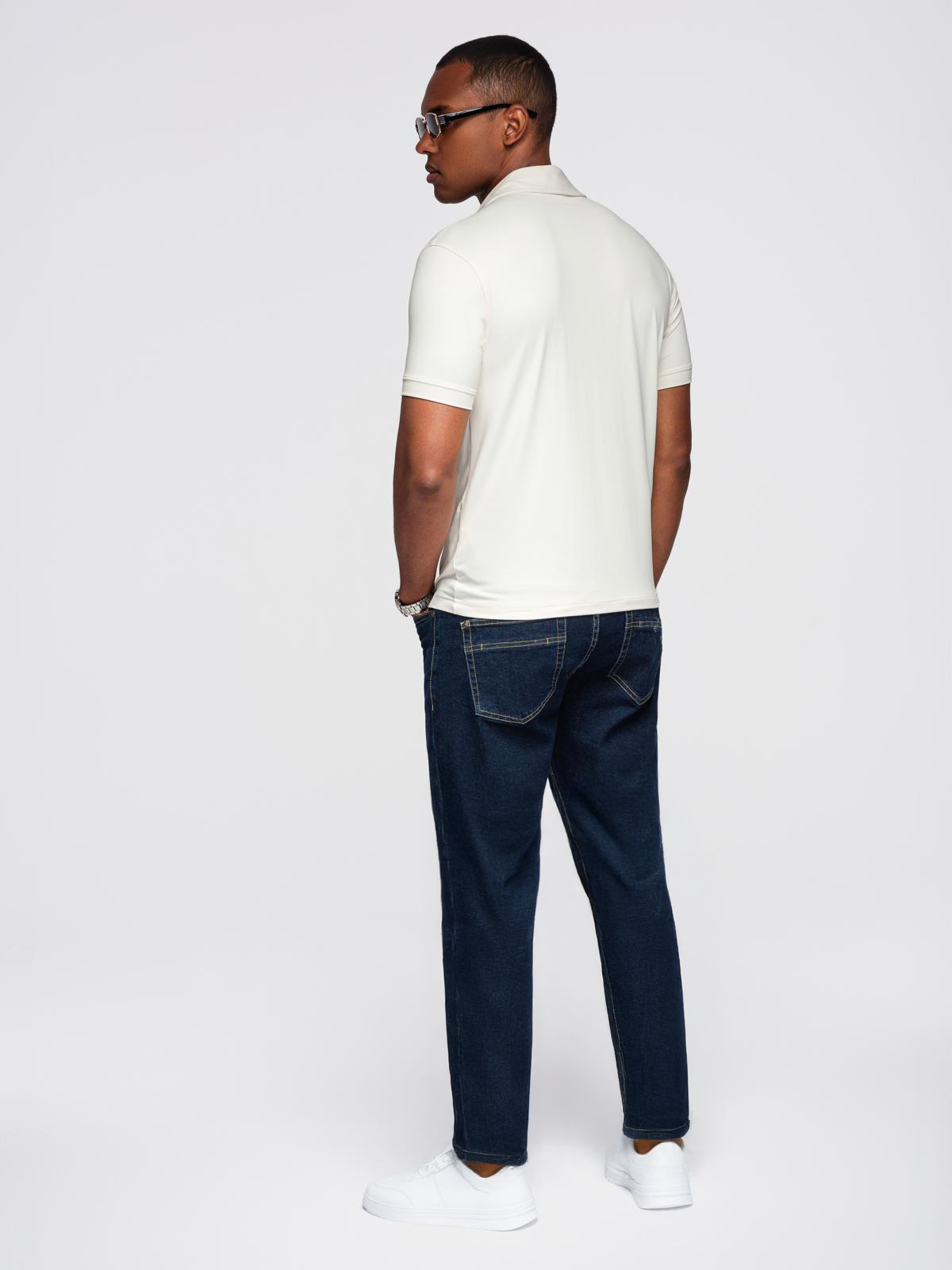 Ombre Men's stylish stretch fabric polo shirt - cream