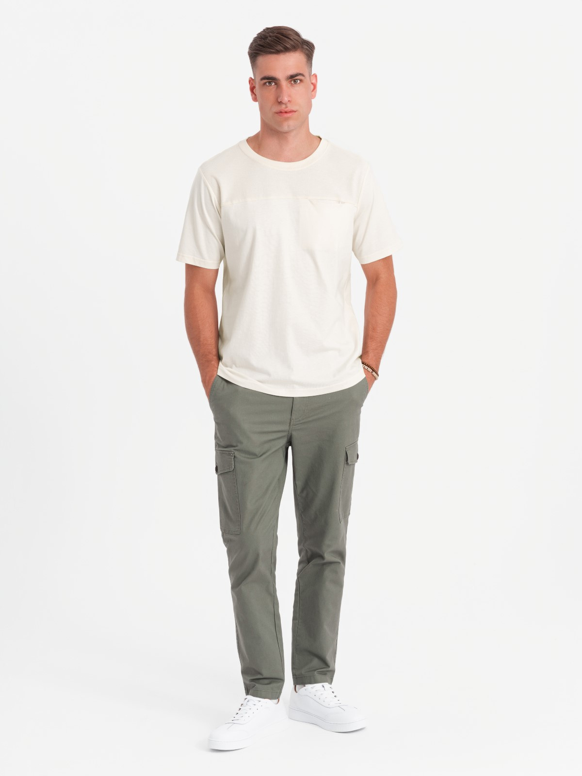 Ombre Men's LOOSE FIT pocket t-shirt - white