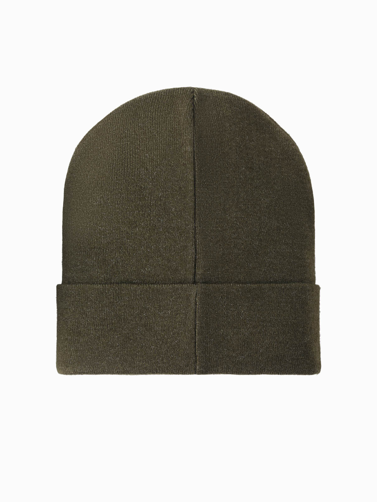 Ombre Men's knitted beanie cap with embroidered inscription - olive