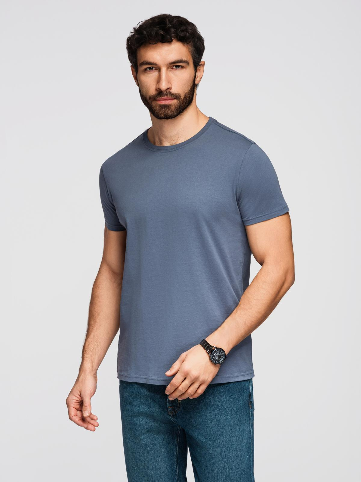 Ombre BASIC men's classic cotton T-shirt - blue denim