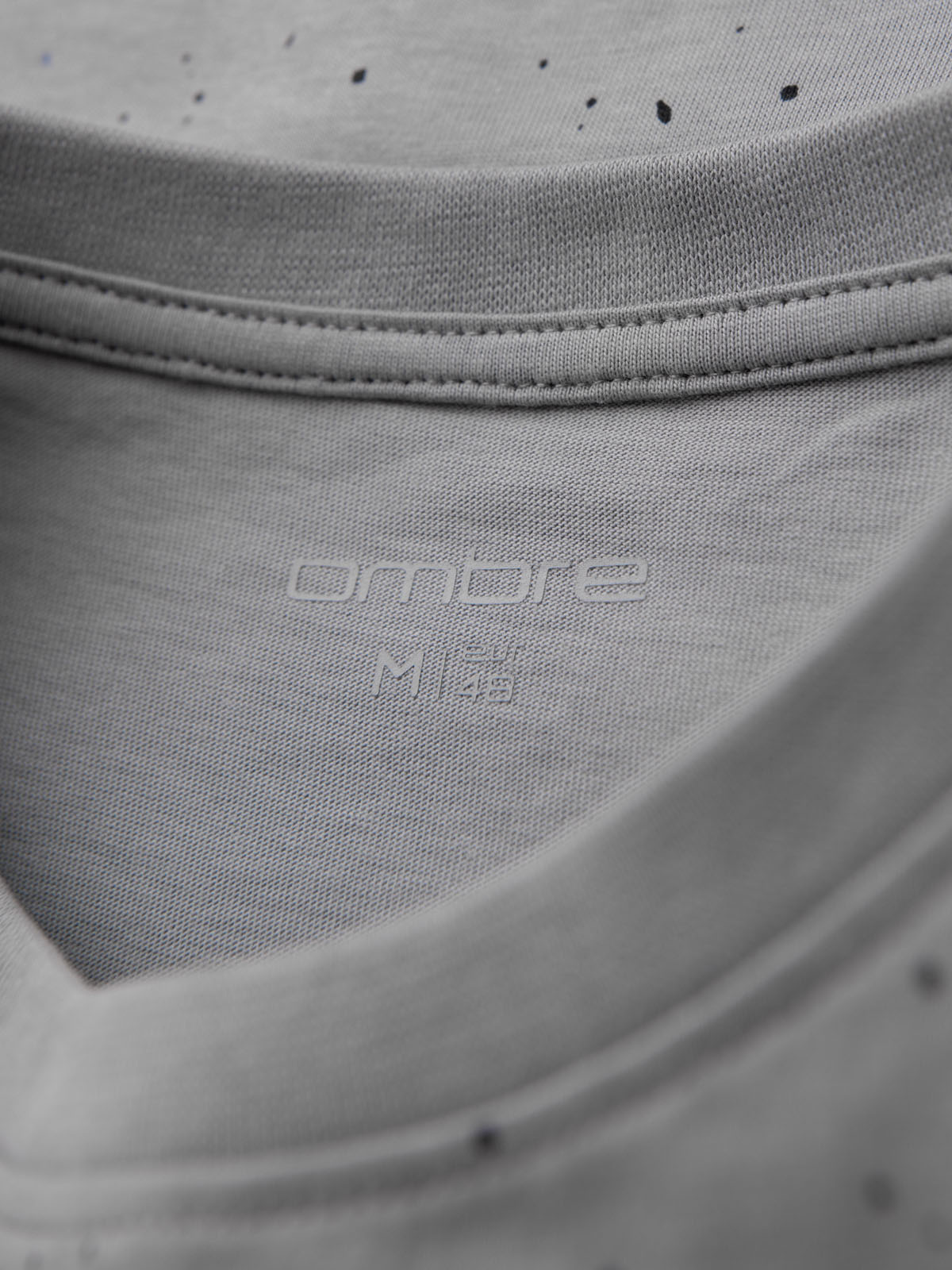 Ombre Men's printed cotton T-shirt with round neckline - light grey