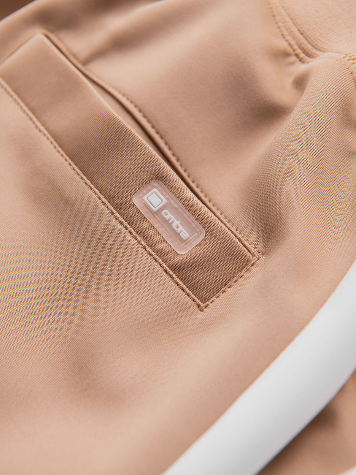 Ombre Men&#039;s sweatpants joggers with contrasting stripes - beige