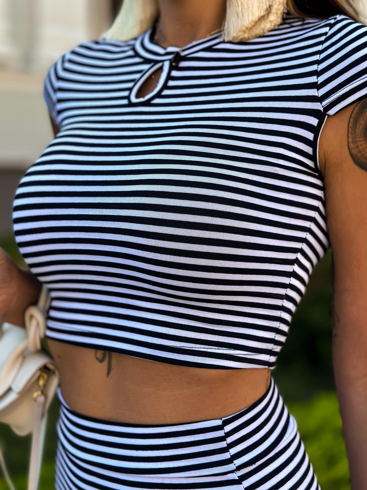 Edoti Striped top and skirt set ZL