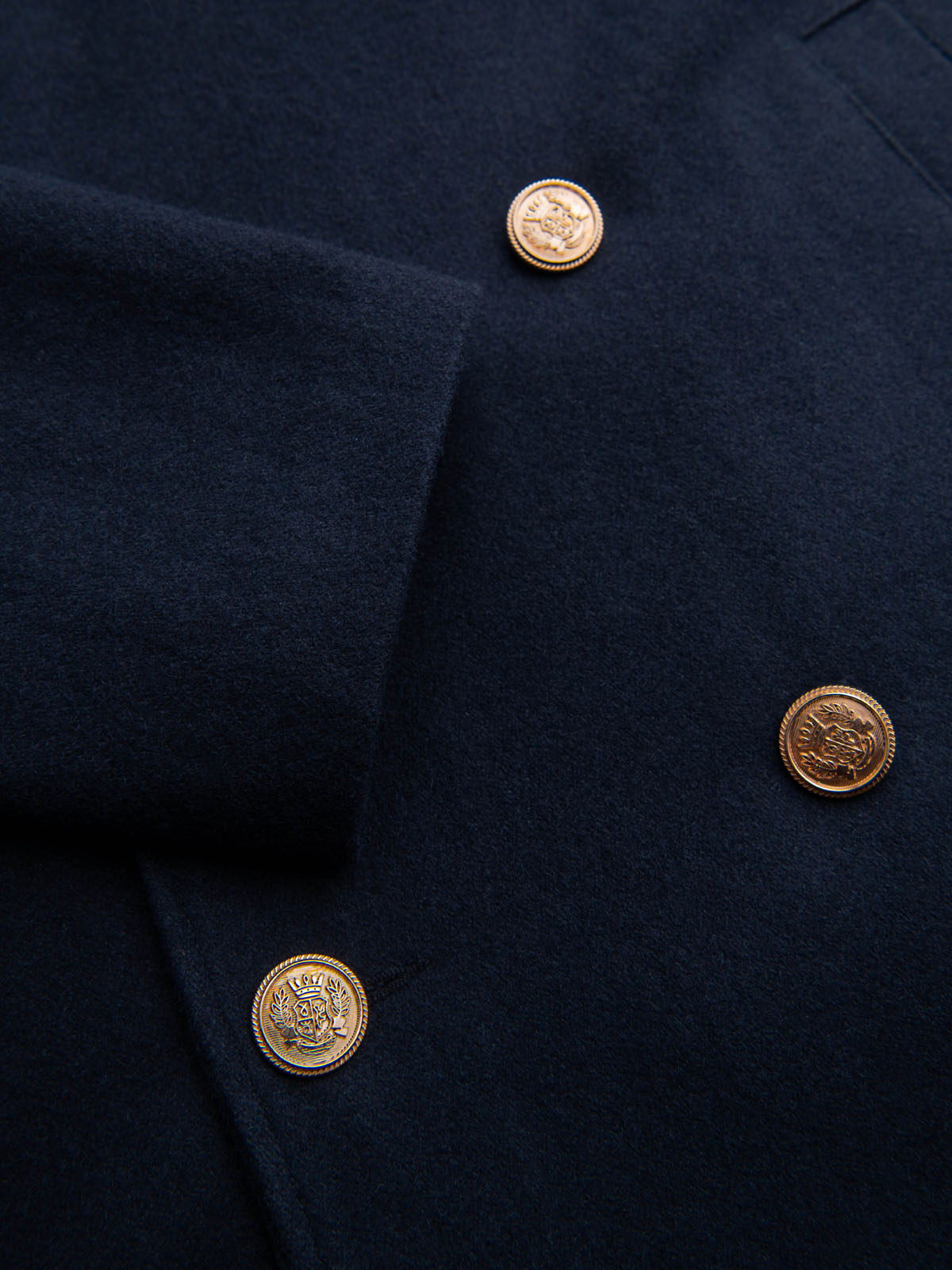 Ombre Men's double-breasted coat with wool and decorative shoulder applications -