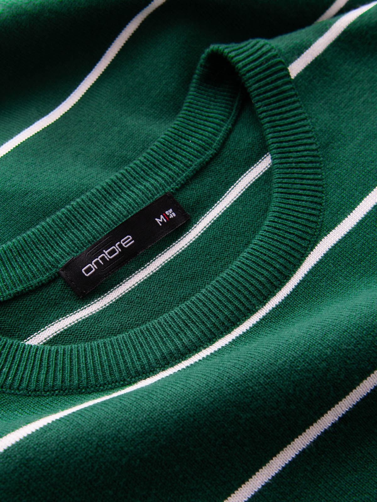 Ombre Men's casual sweater with horizontal stripes - green