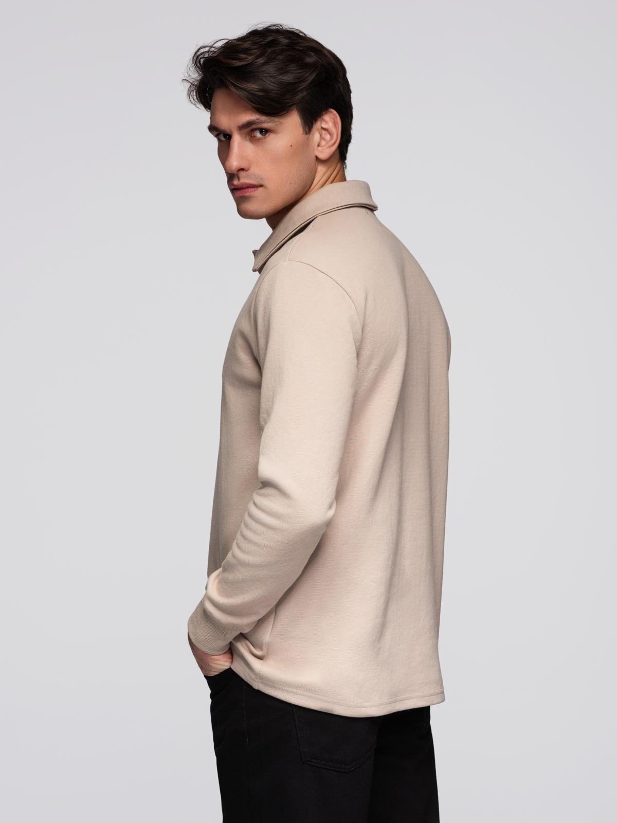 Ombre Men&#039;s structured knit polo collar sweatshirt - beige