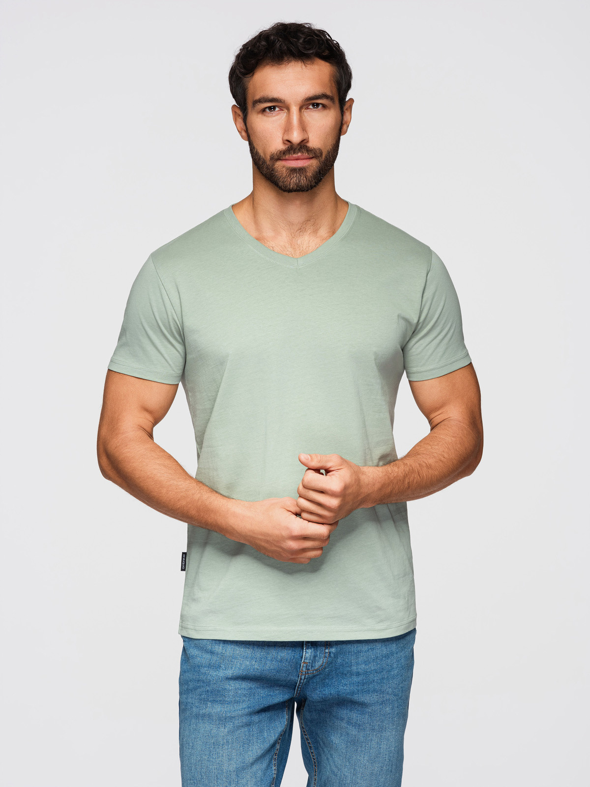 Pánske bavlnené tričko Ombre BASIC s V-výstrihom - set