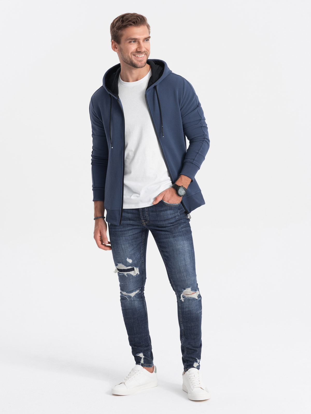 Ombre Men&#039;s unbuttoned hooded sweatshirt