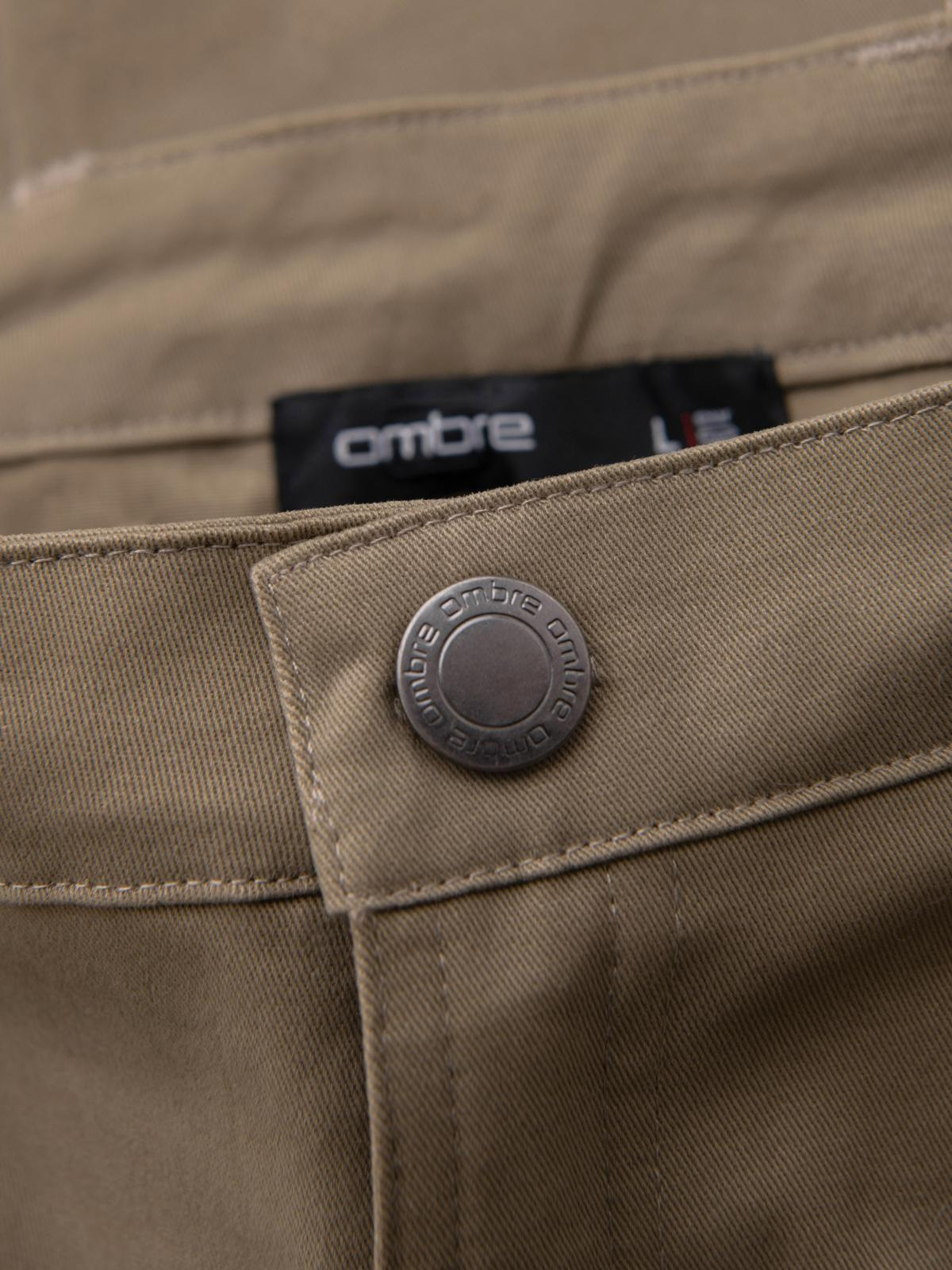 Ombre Men's cargo pants STRAIGHT LEG with zippered pockets - khaki