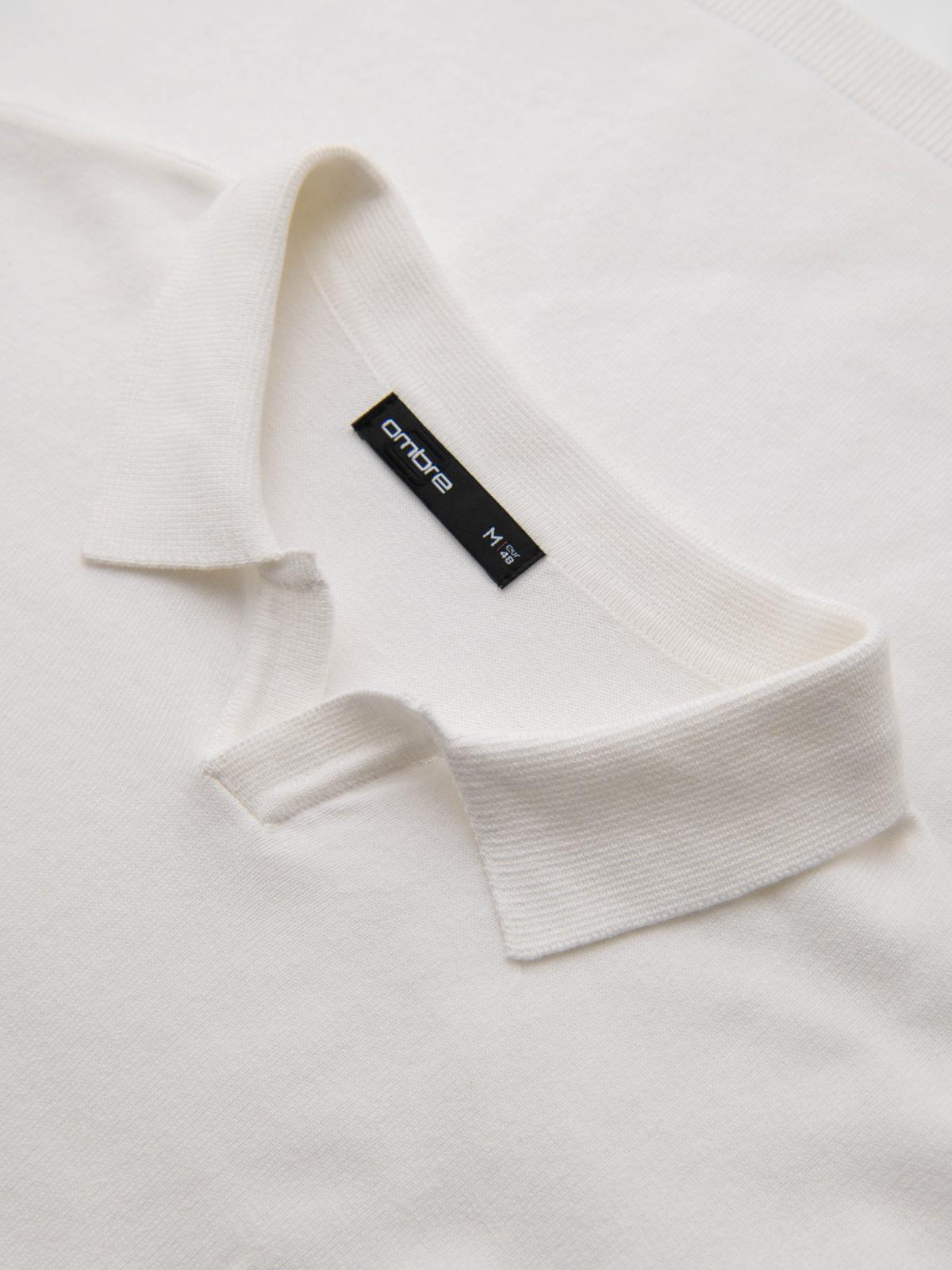 Ombre Men's polo sweater with embroidery on chest - white