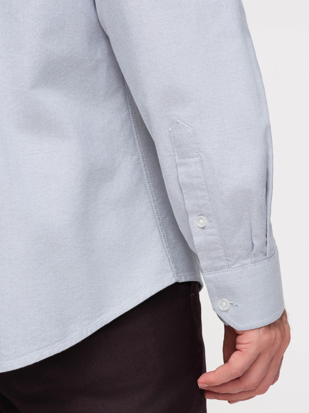 Ombre Elegant men's oxford shirt with embroidery - blue