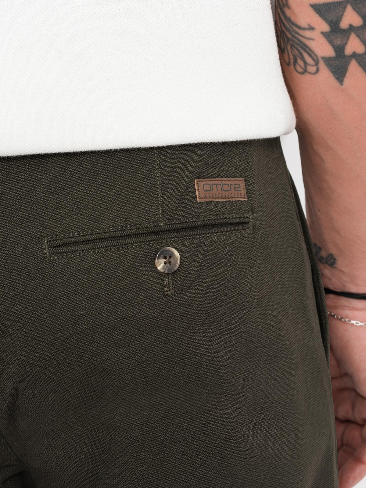Ombre Men's REGULAR FIT chino pants with fine texture - dark green