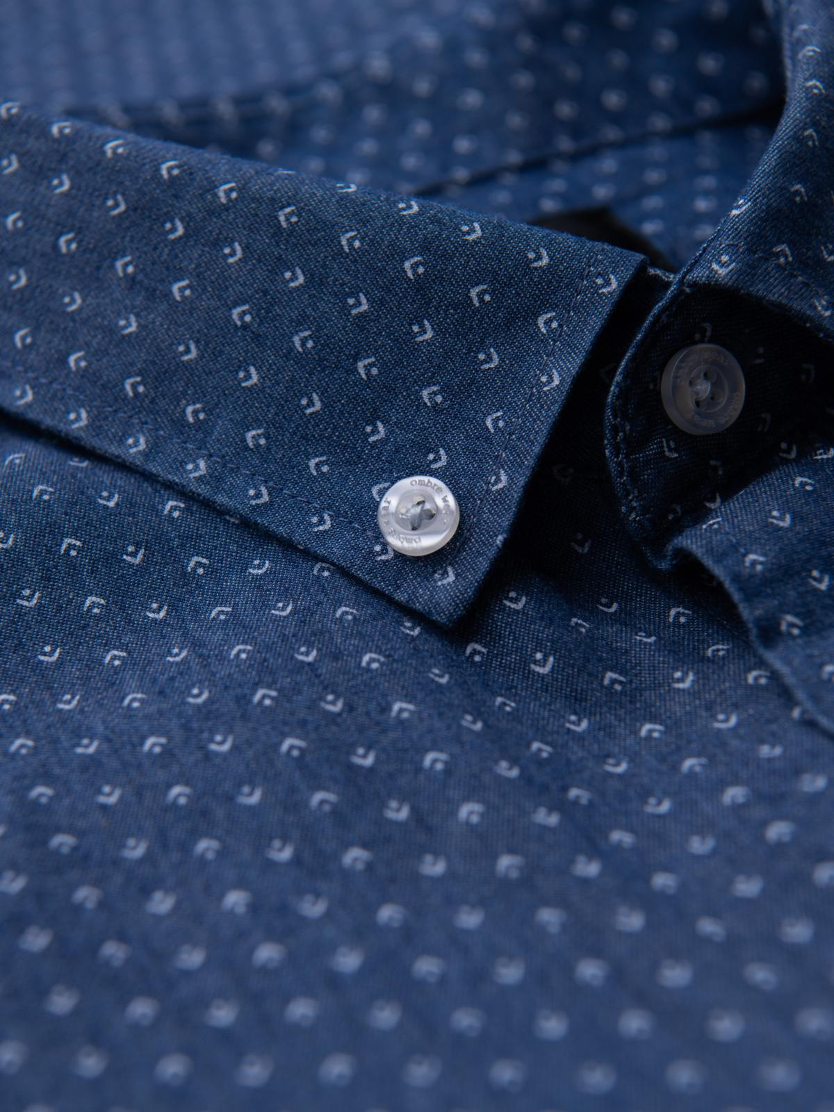 Ombre Men's patterned thin denim shirt with pocket - blue