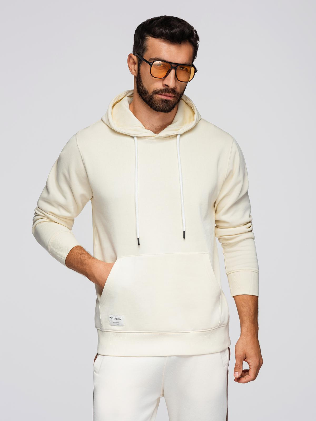 Ombre Men&#039;s kangaroo hooded sweatshirt - cream