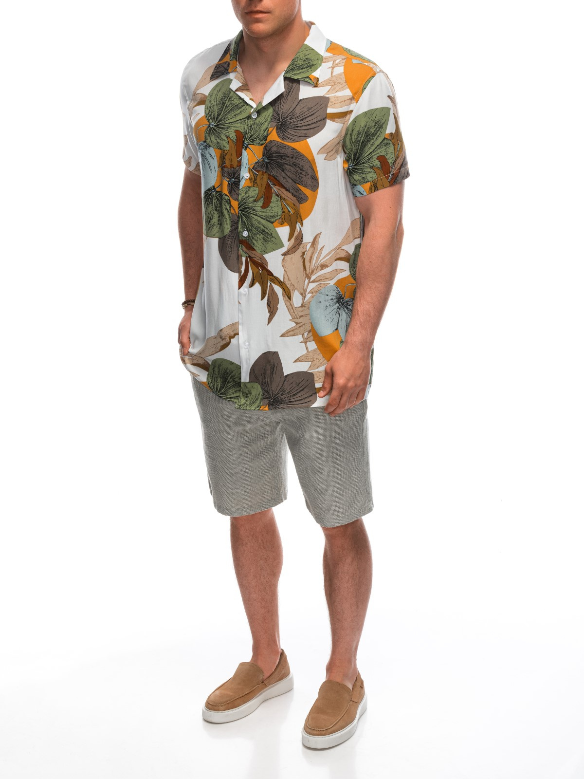 Ombre Men's viscose patterned short sleeve shirt OM-SHPS-0113