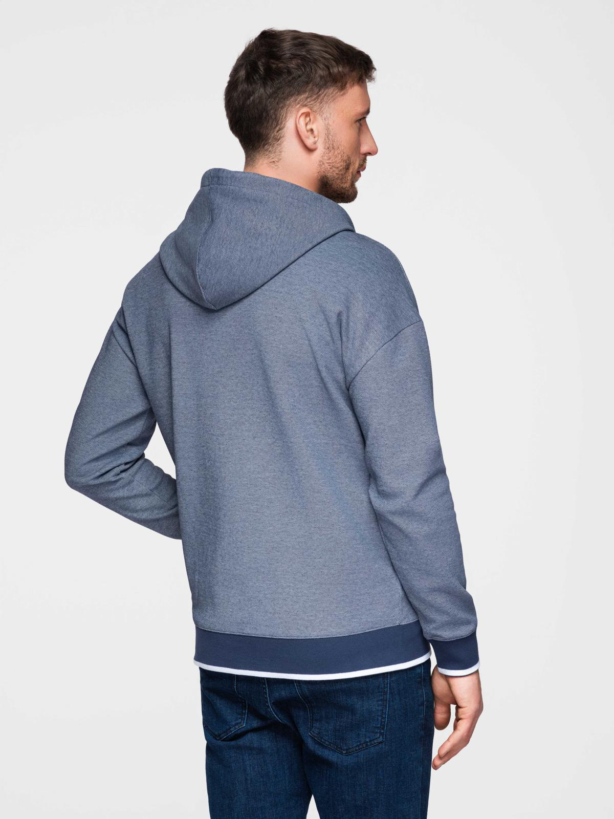 Ombre Men's soft-textured hooded sweatshirt - navy blue