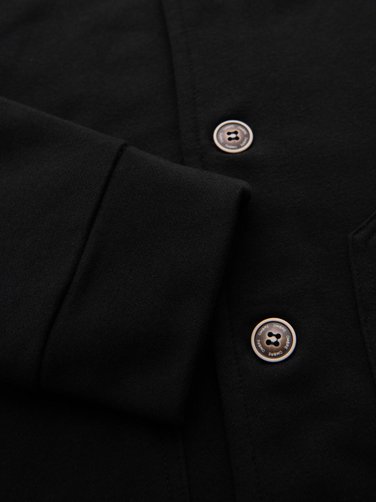 Ombre Men's button-down sweatshirt with stand-up collar - black